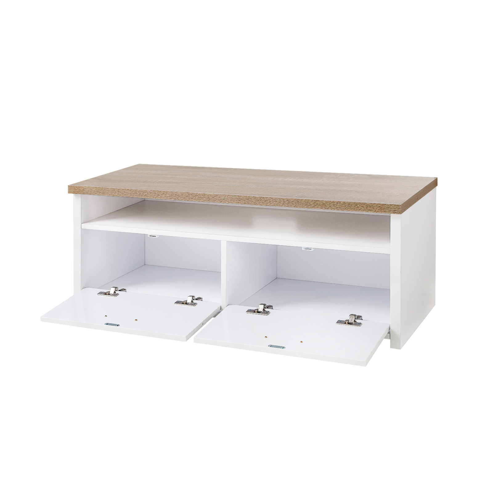 Fernsehtisch mit Klapptüren Weiß-Natur