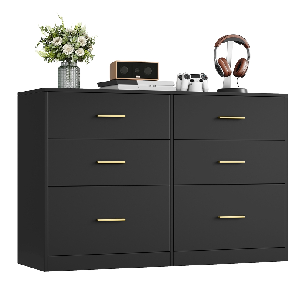 VASAGLE CUSTOS Kollektion - Kommode, Kommodenschrank, modern, Sideboard, Aufbewahrungsschrank, für Wohnzimmer, Schlafzimmer, 6 Schubladen, 40 x 119 x 78 cm, tintenschwarz LTS416BC01