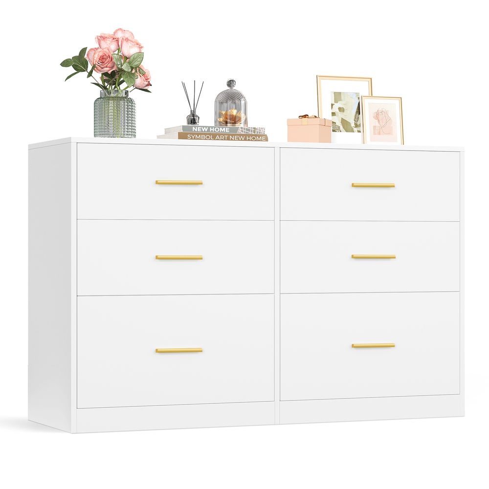 VASAGLE CUSTOS Kollektion - Kommode, Kommodenschrank, modern, Sideboard, Aufbewahrungsschrank, für Wohnzimmer, Schlafzimmer, 6 Schubladen, 40 x 119 x 78 cm, wolkenweiß LTS416WB01