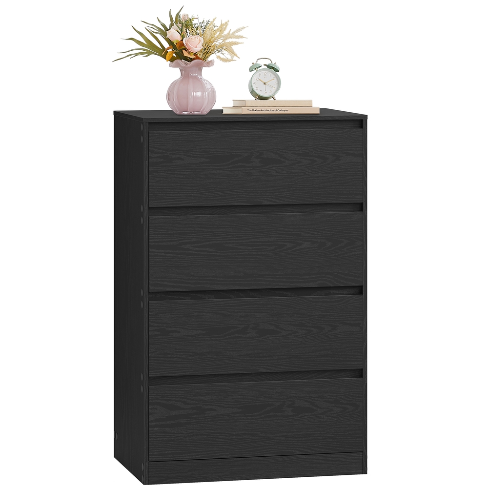 VASAGLE Kommode mit 4 Schubladen, Kommodenschrank, Schubladenschrank, Wäschekommode, für Schlafzimmer, 40 x 60 x 97,4 cm, Modern KAILYN Kollektion, ebenholzschwarz LTS614BE05