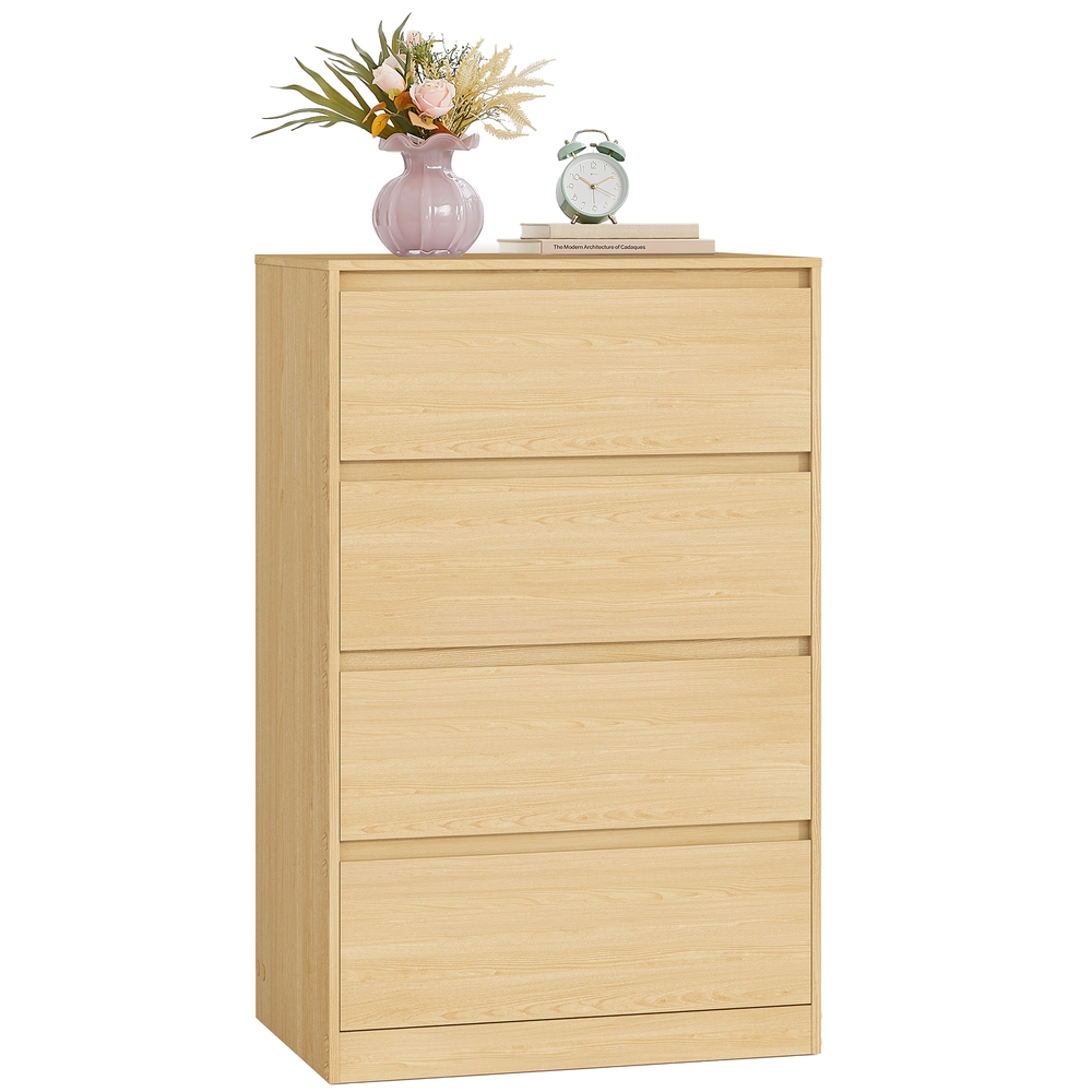 VASAGLE Kommode mit 4 Schubladen, Kommodenschrank, Schubladenschrank, Wäschekommode, für Schlafzimmer, 40 x 60 x 97,4 cm, Modern KAILYN Kollektion, mandelgelb LTS614YJ01