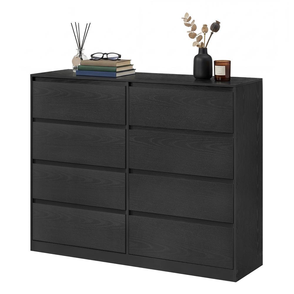 Kommode, Aufbewahrungsschrank, mit 8 Schubladen, für Schlafzimmer, 40 x 119,4 x 97.5 cm, modern, schwarz