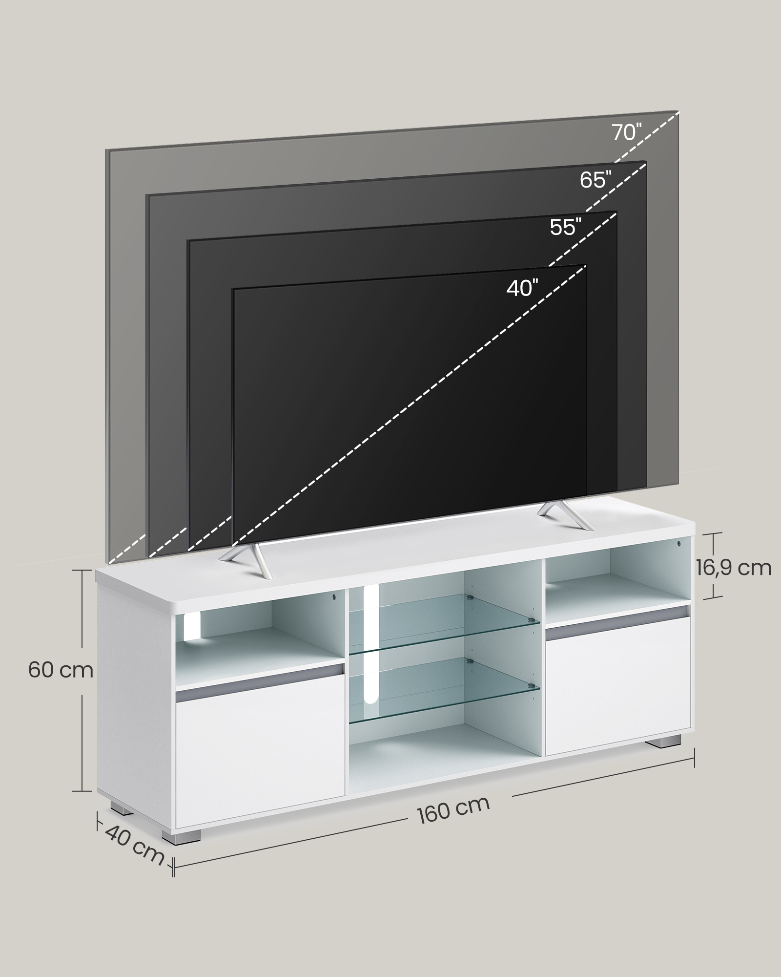LED apšvietimo TV spintelė