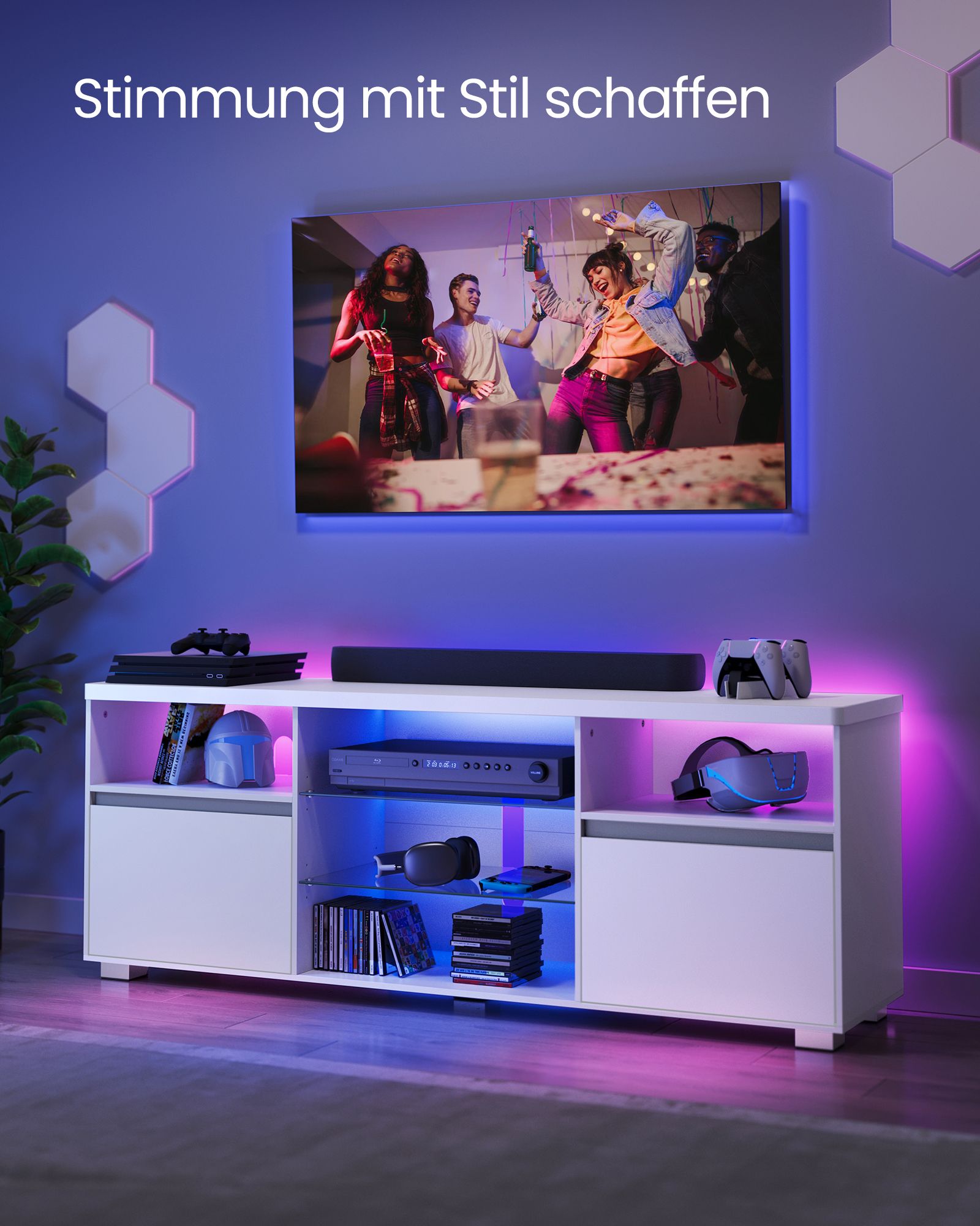 LED apšvietimo TV spintelė