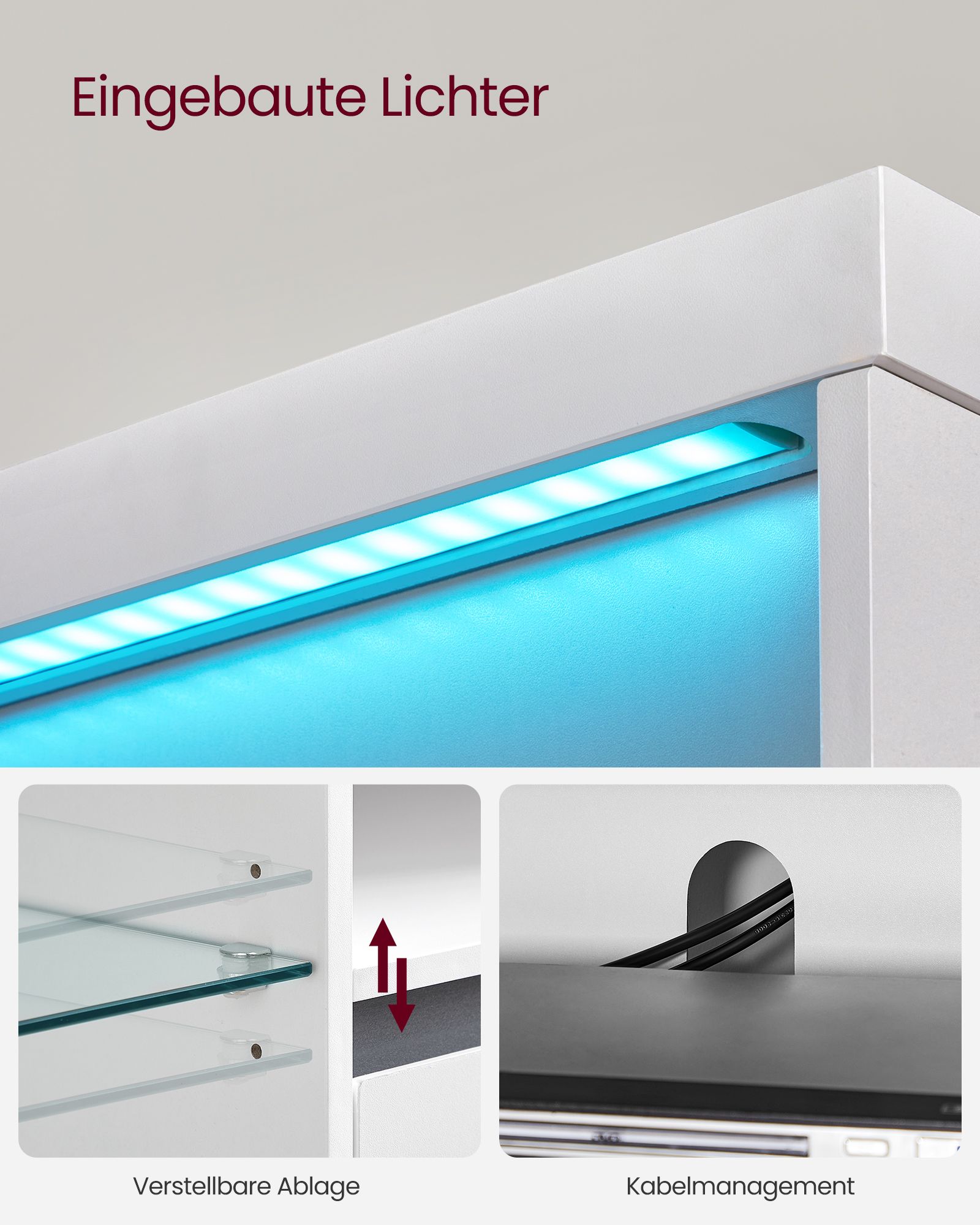 LED apšvietimo TV spintelė