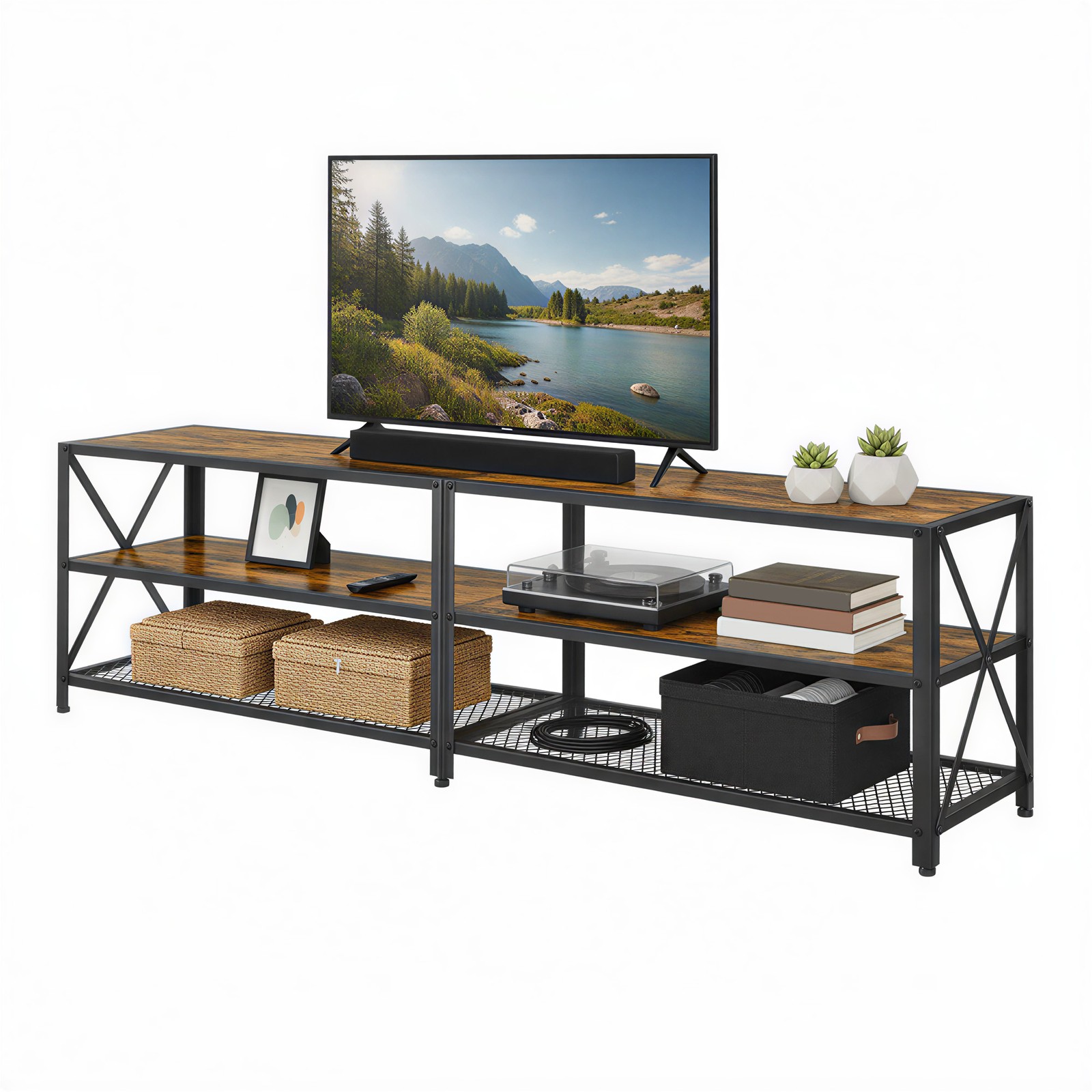 TV-bord, 178x39x52 cm, Brun-Sort