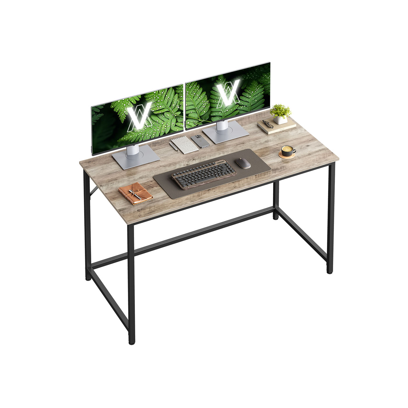 Schreibtisch mit Metallrahmen 60 x 120 x 76 cm greige meliert-tintenschwarz