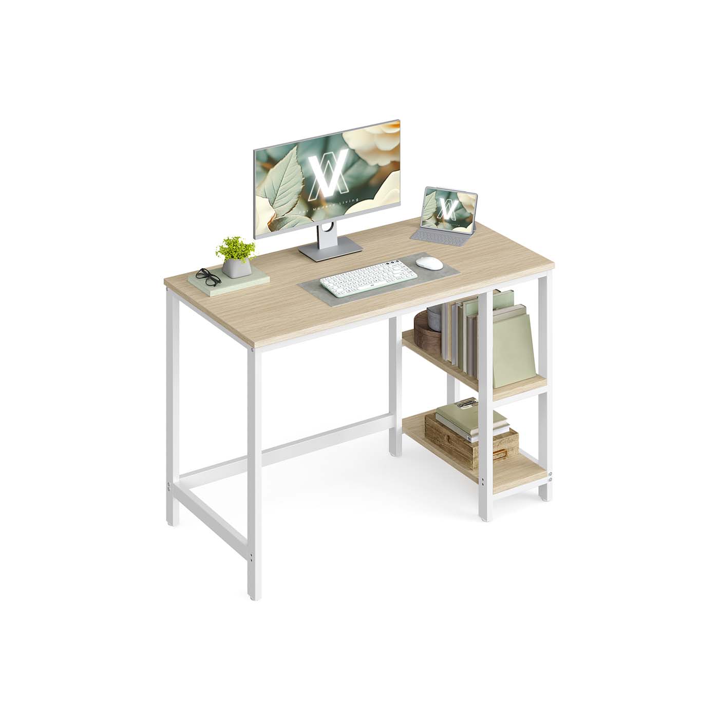 Bürotisch 100 x 50 x 76 cm naturbeige-perlweiß