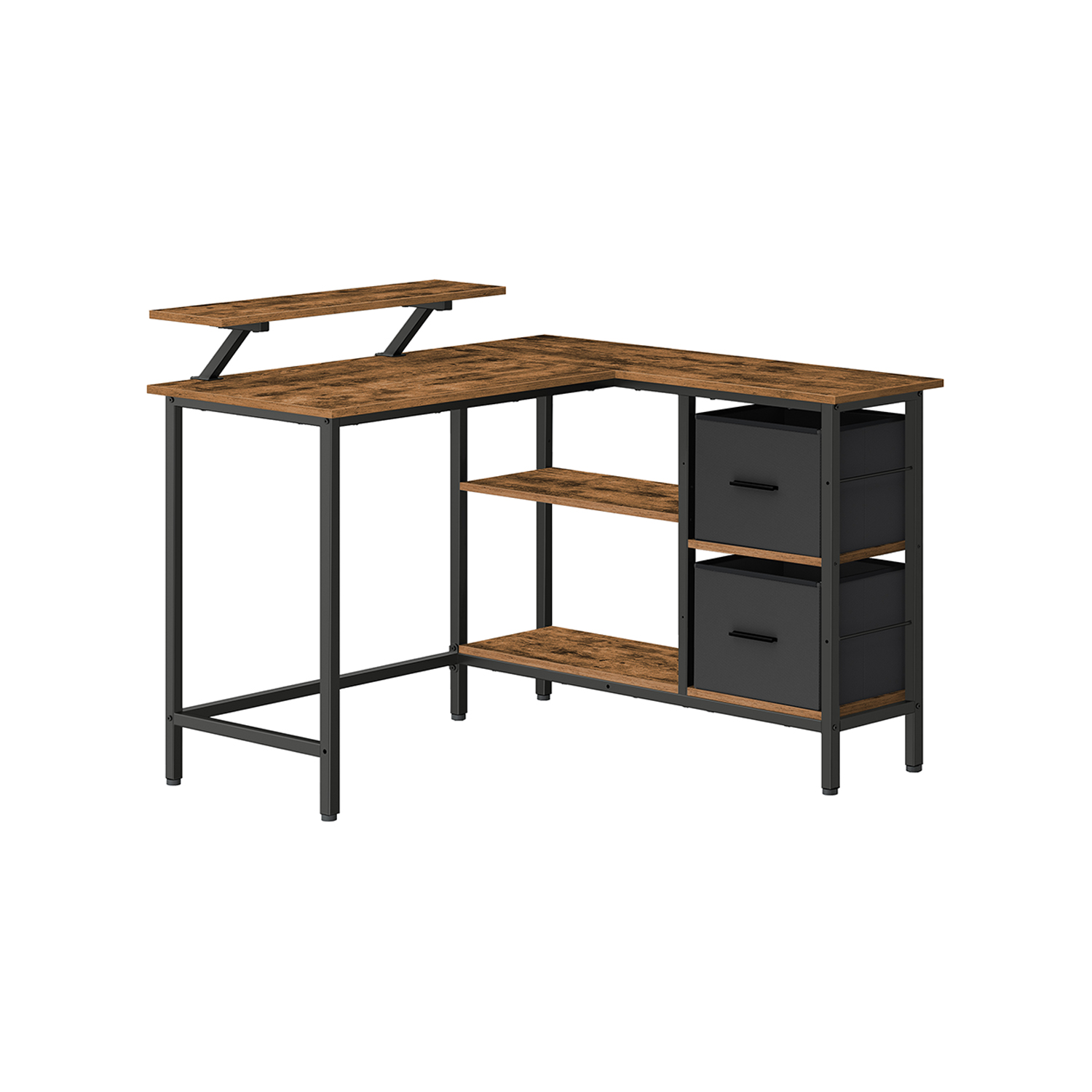 VASAGLE Schreibtisch vintage-braun rechteckig, 4-Fuß-Gestell schwarz 115,0 x 105,0 cm