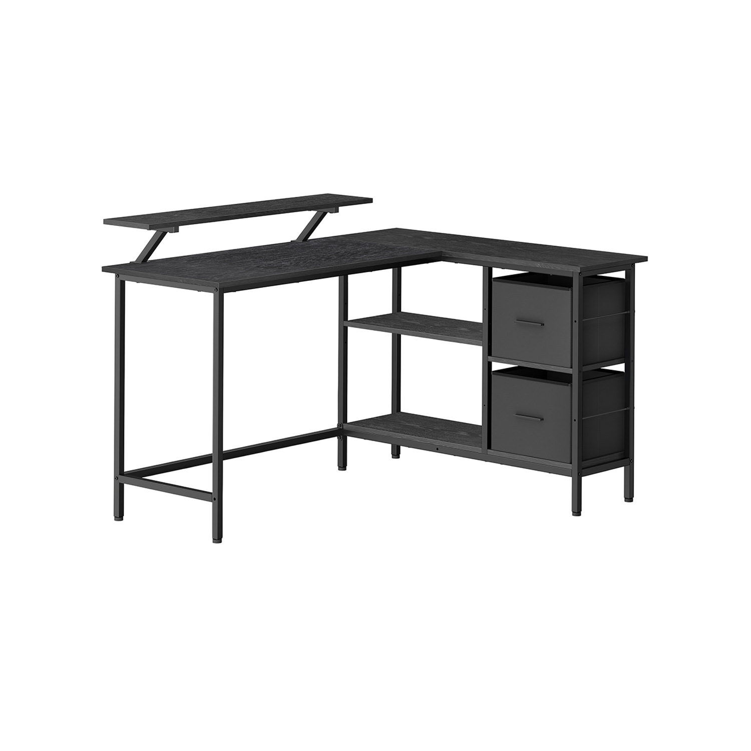 L-förmiger Schreibtisch mit 2 Schubladen 135 x 105 cm schwarz
