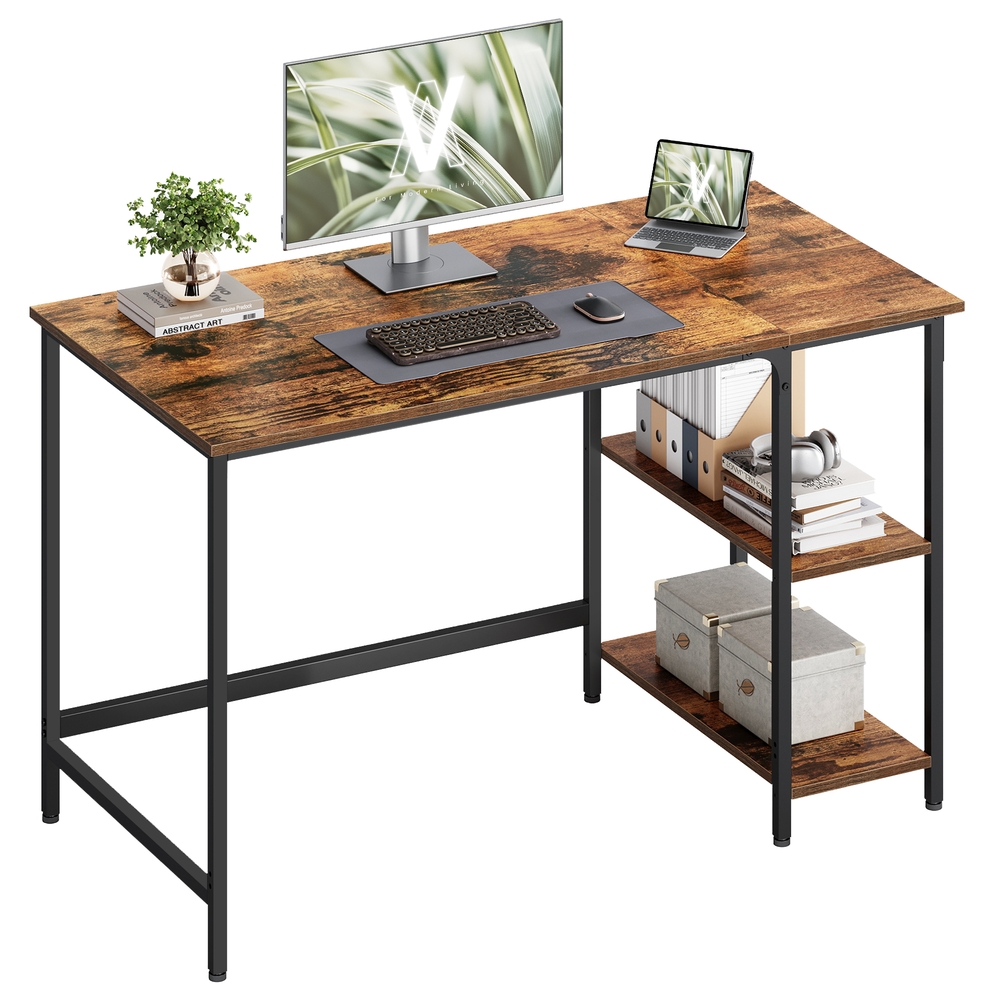 VASAGLE Schreibtisch braun rechteckig, 4-Fuß-Gestell schwarz 120,0 x 60,0 cm