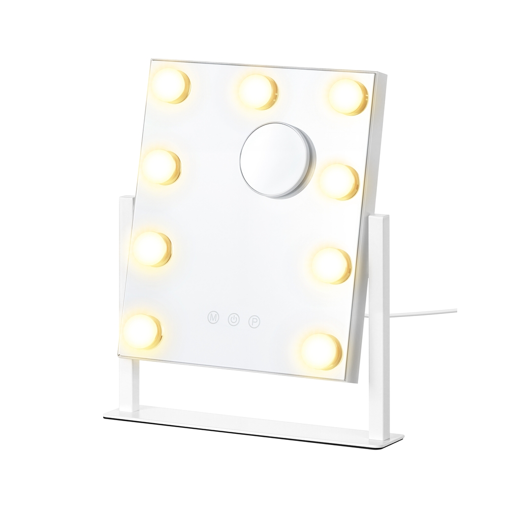 Schminkspiegel mit Beleuchtung und 9 LED-Glühbirnen mattweiß