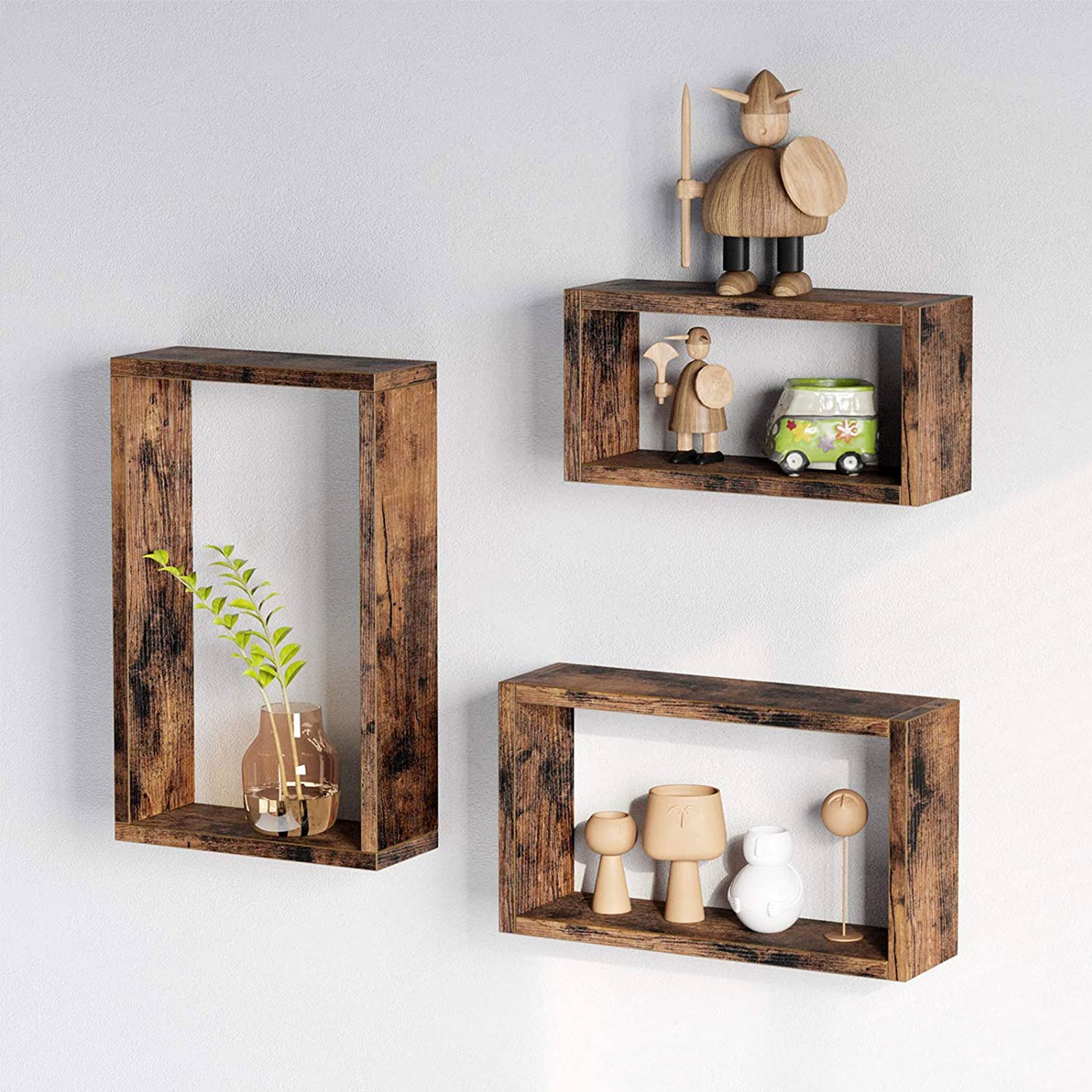 VASAGLE Wandregale, 3er Set, Würfelregale, Länge 40/35/30 cm, fürs