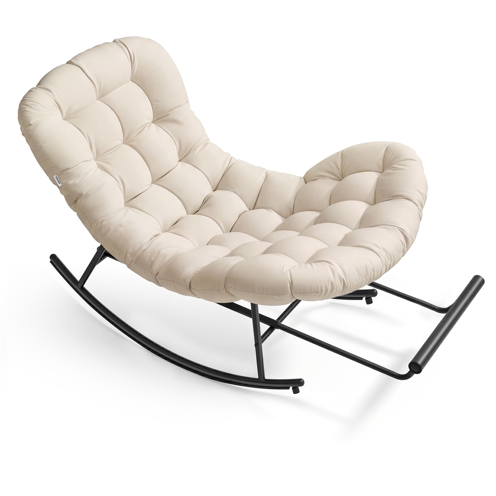 Schaukelstuhl Schaukelsessel abnehmbares Kissen 136 kg beige