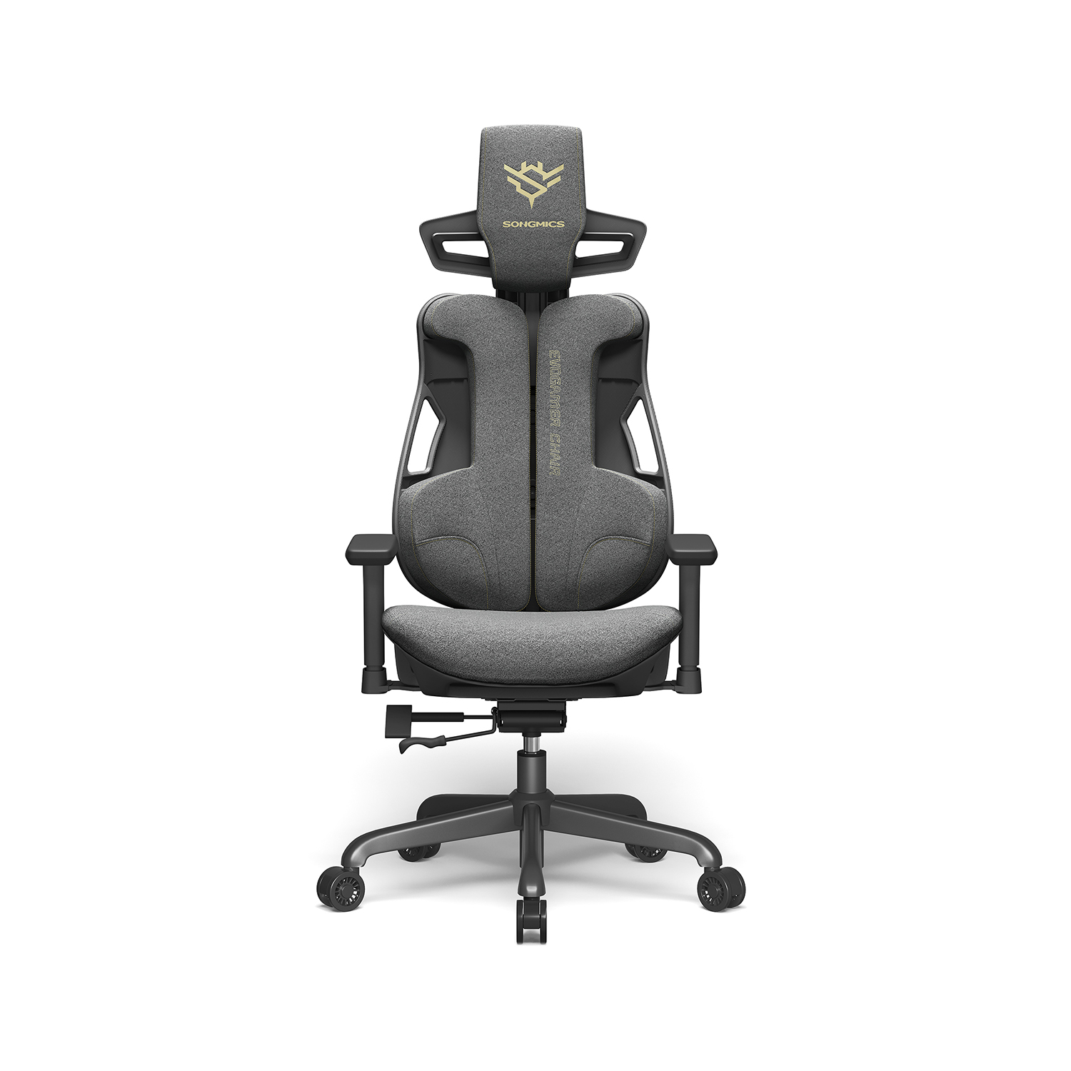 Gaming-Stuhl mit Kopfstütze und Armlehnen taubengrau