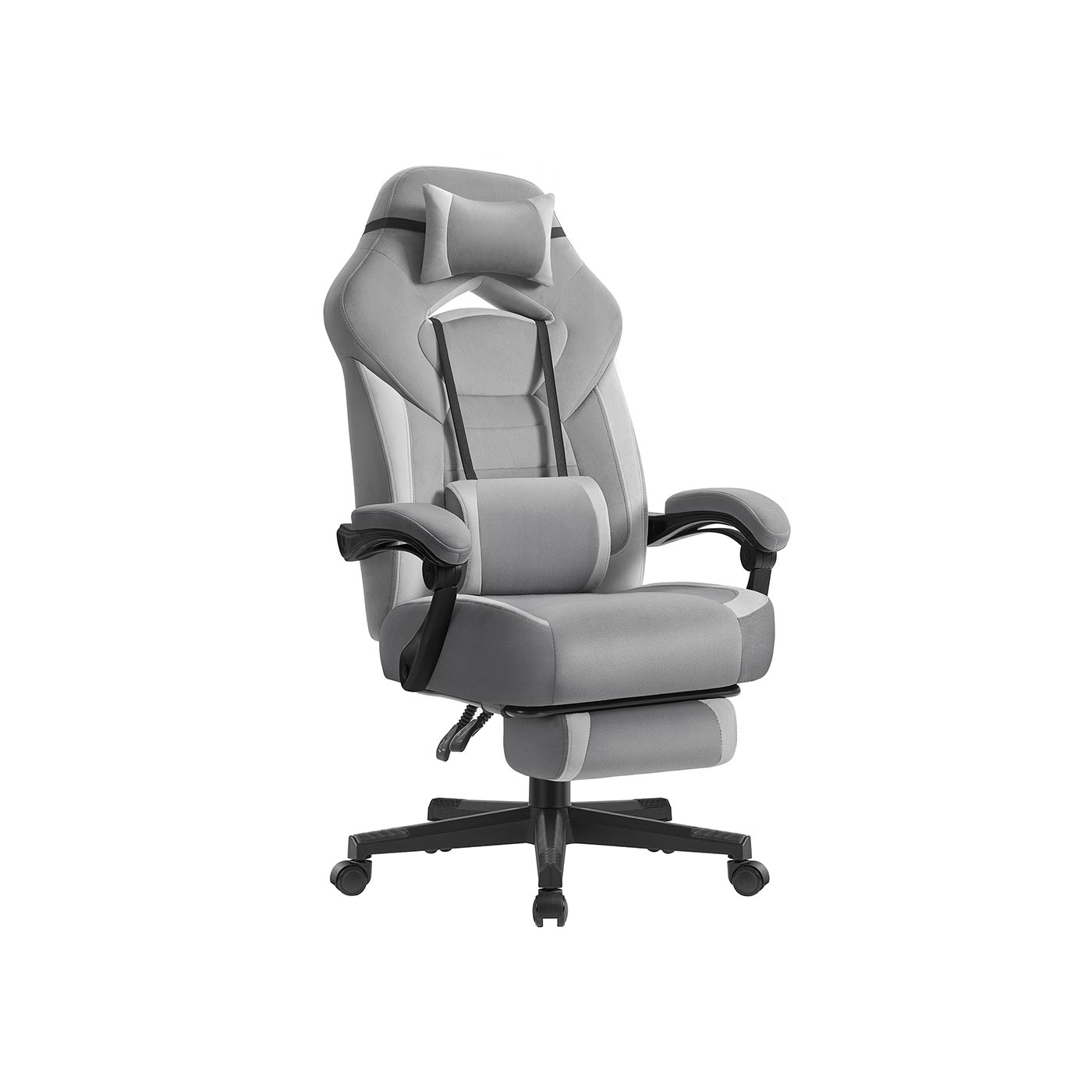 Gaming-Stuhl mit Fußstütze und verstellbarem Kopfkissen Schiefergrau-Taubengrau