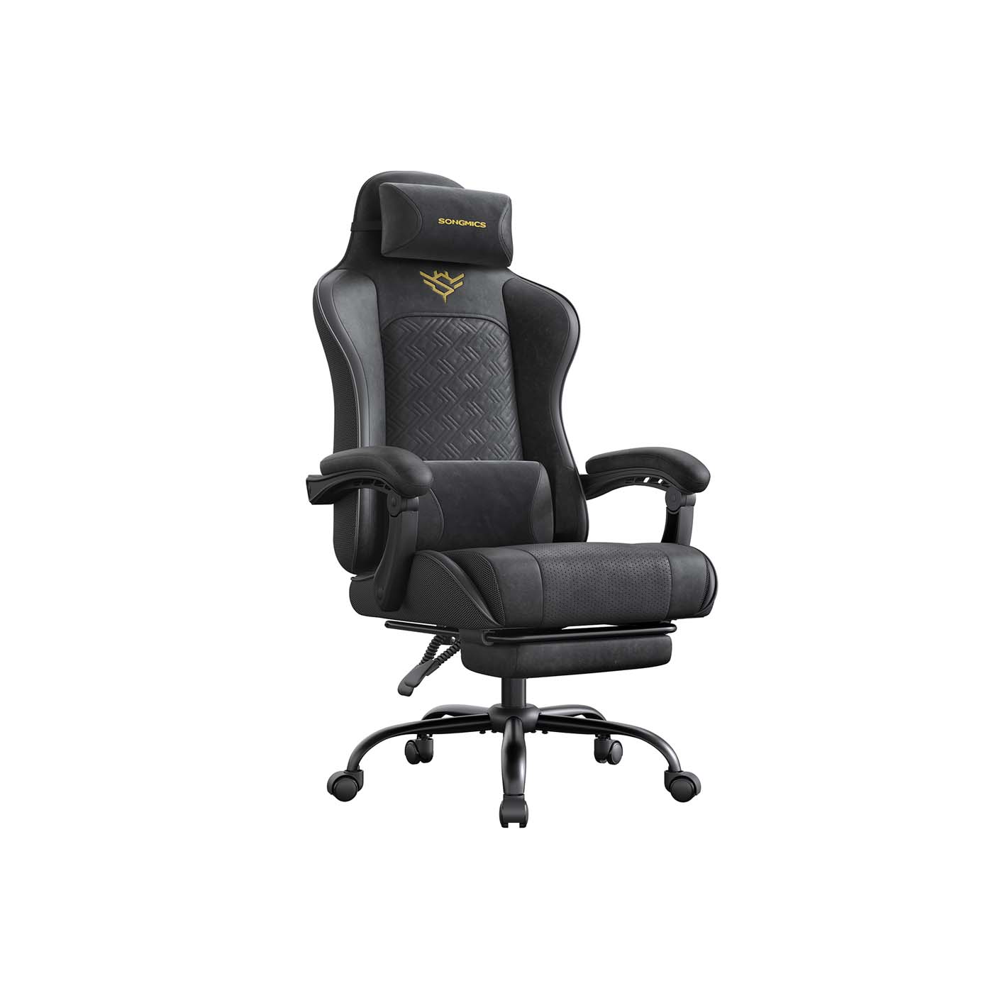 Ergonomischer Gaming Stuhl mit Fußstütze und Federkissen