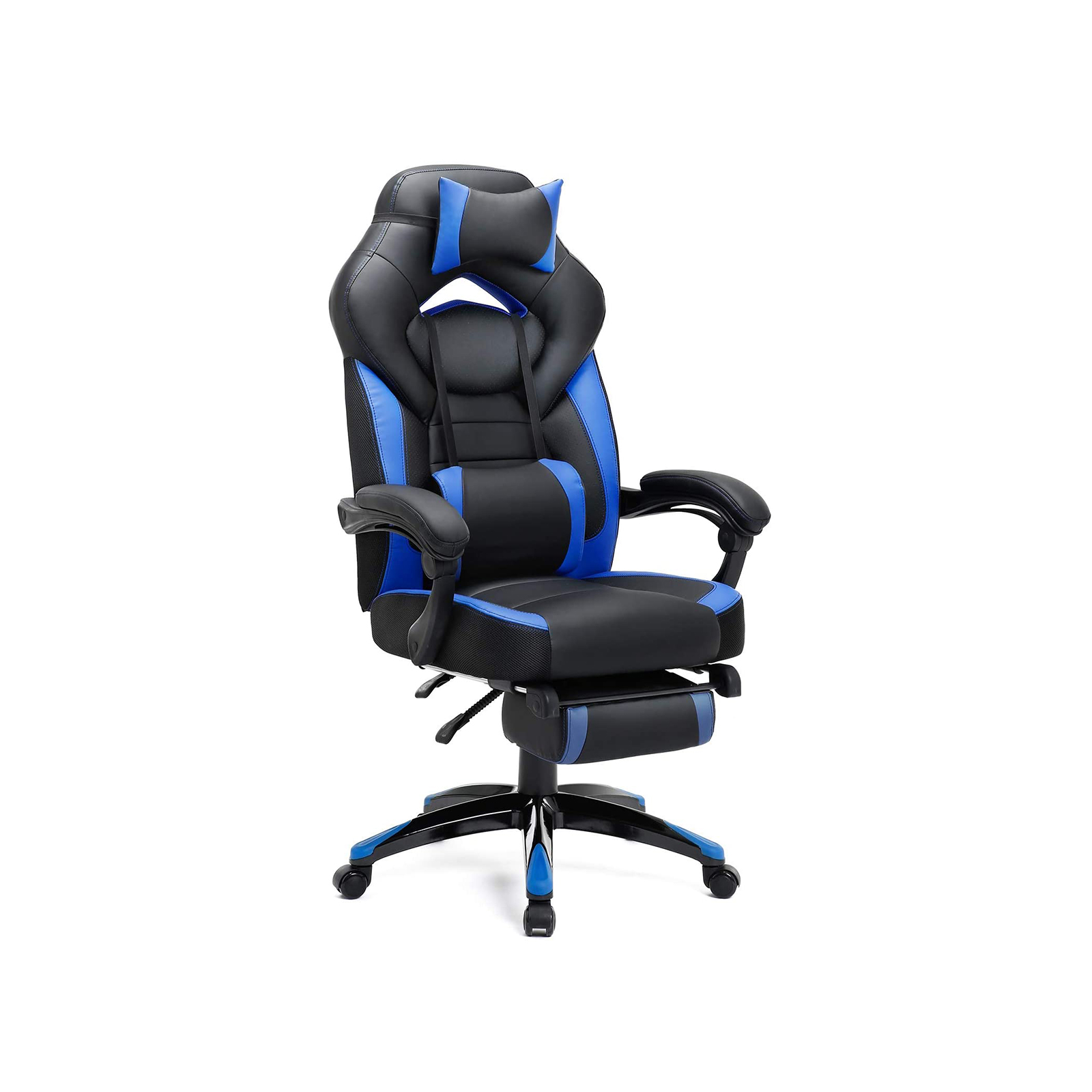 Songmics - Gamingstuhl Bürostuhl mit Fußstütze Schreibtischstuhl ergonomisches Design verstellbare Kopfstütze Lendenstütze bis zu 150 kg