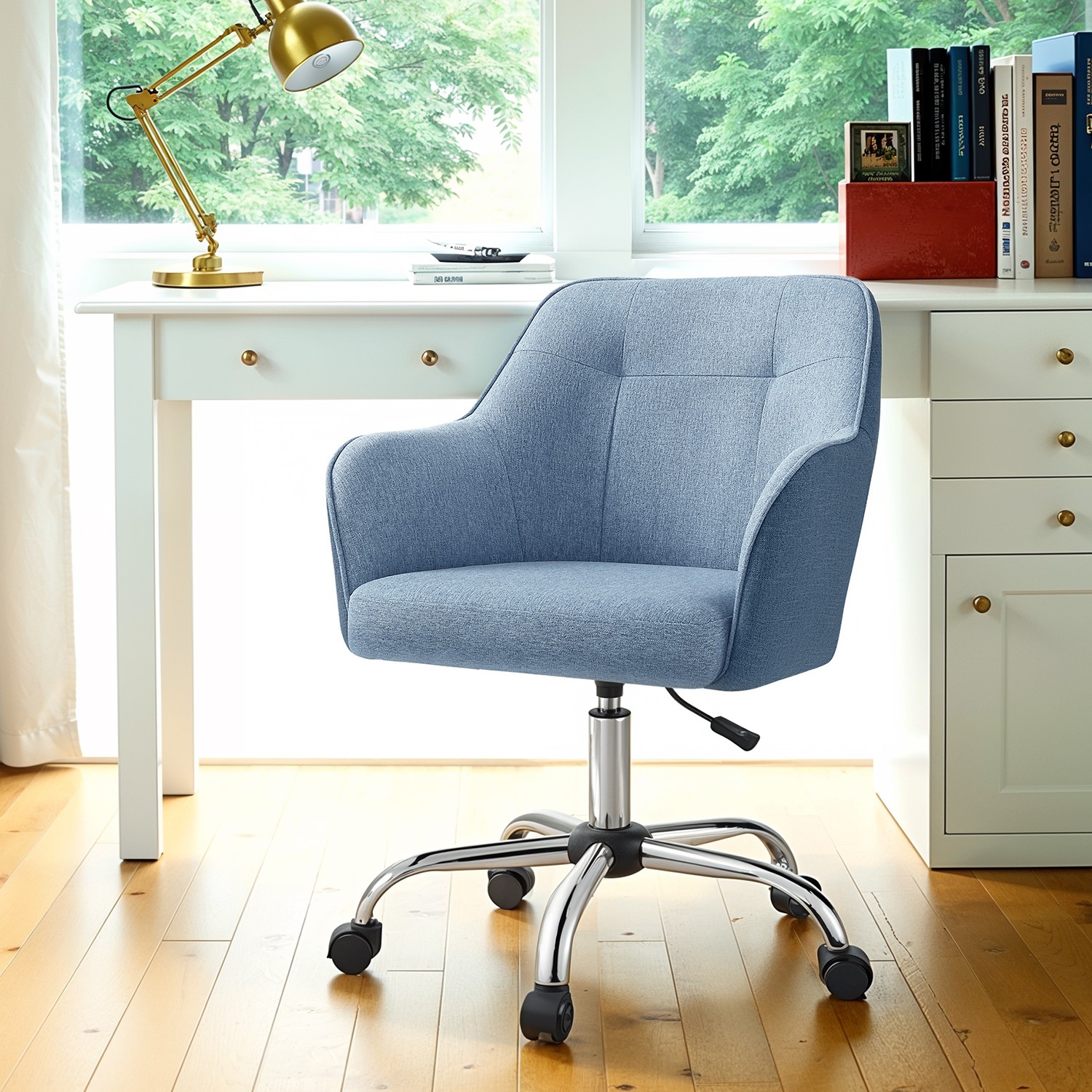 Songmics - Bürostuhl Schreibtischstuhl höhenverstellbar bis 120 kg belastbar blau GBO019Q01 - Blau