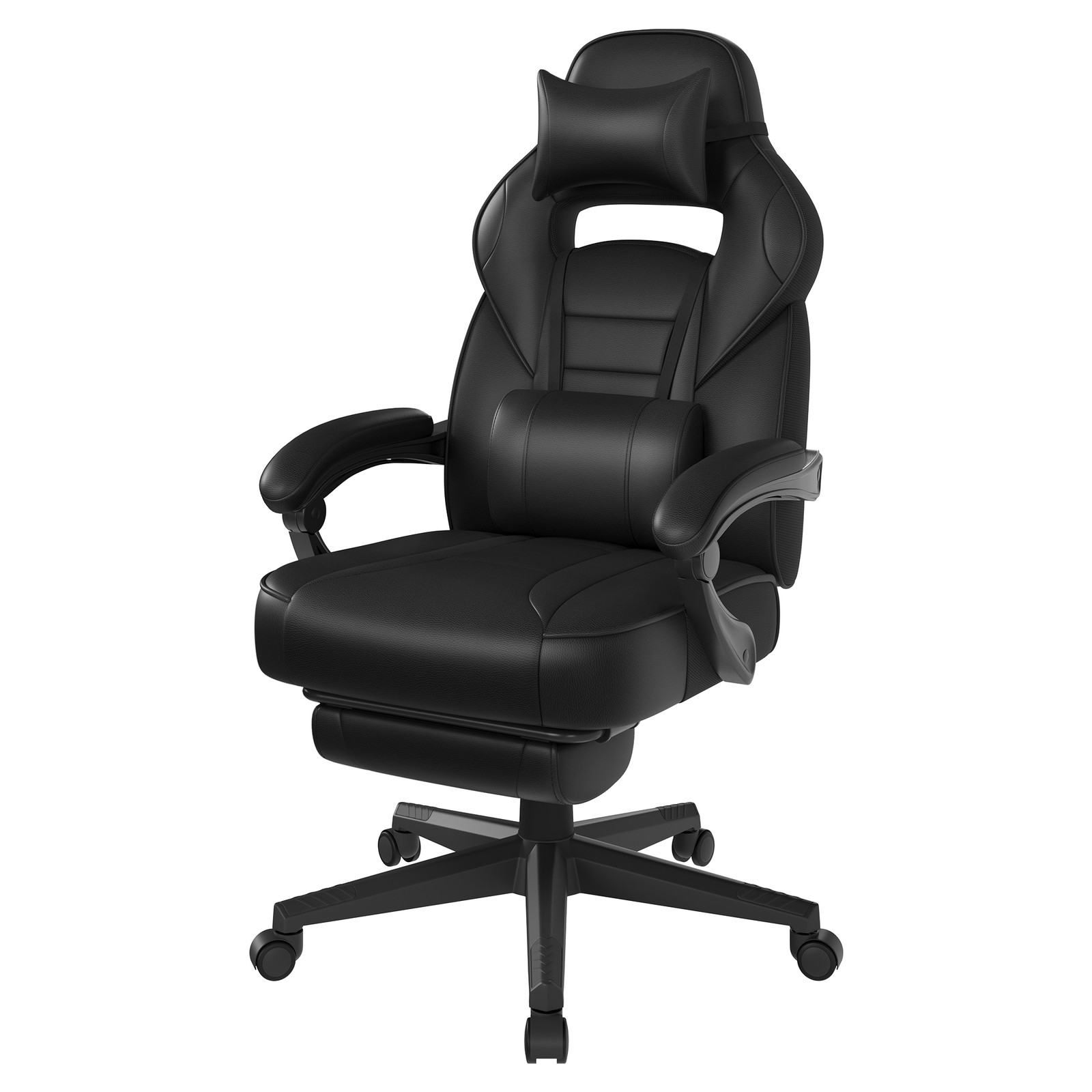 Computerstuhl ergonomisch, Gaming-Stuhl mit Kopfstütze und Lendenkissen, höhenverstellbar