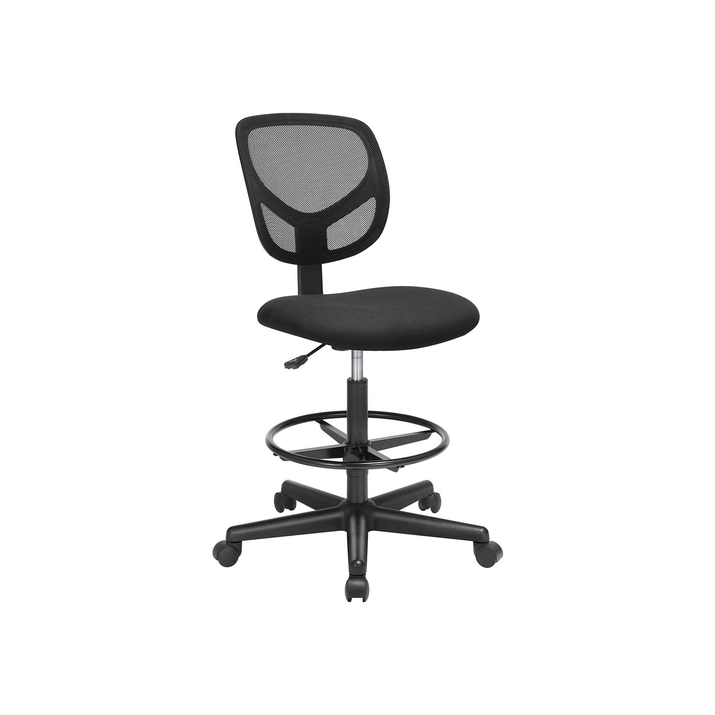 Songmics - Bürostuhl Drehstuhl bis 120kg belastbar mit verstellbare Fußring ergonomisch Stehhilfe höhenverstellbar Arbeitshocker schwarz NBO15BK