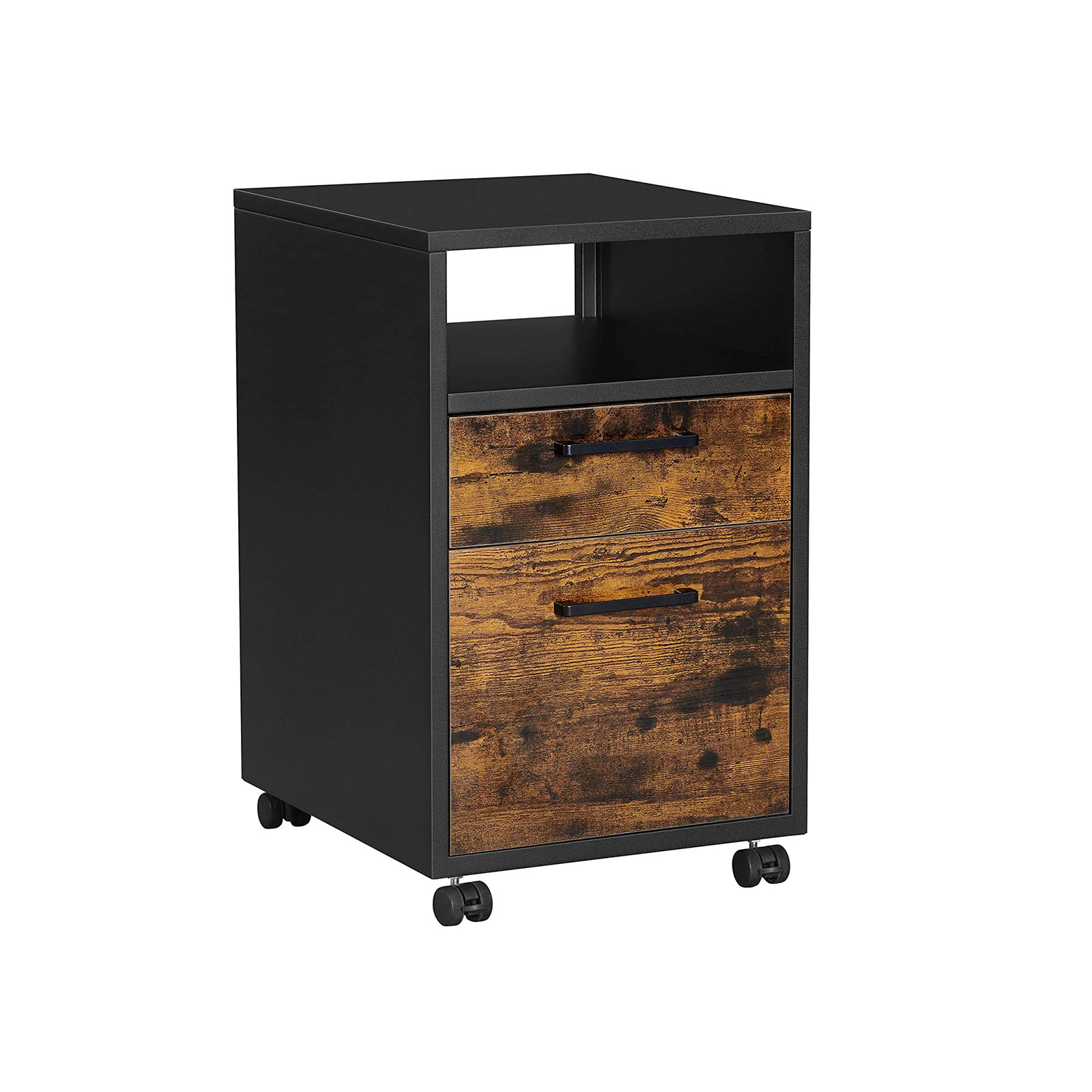 Mobiler Aktenschrank Vintagebraun-Schwarz