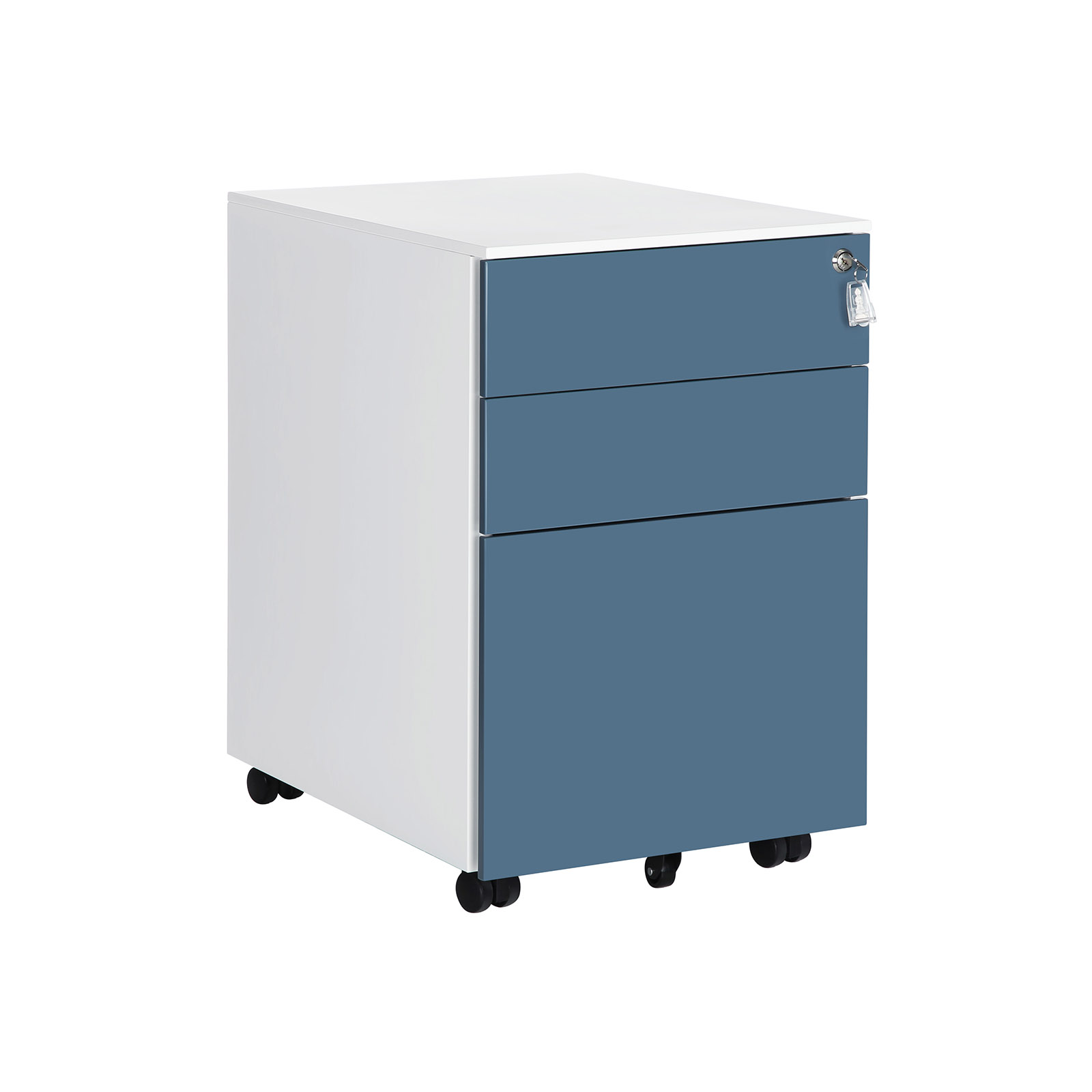Abschließbarer Rollcontainer Weiß-Blau