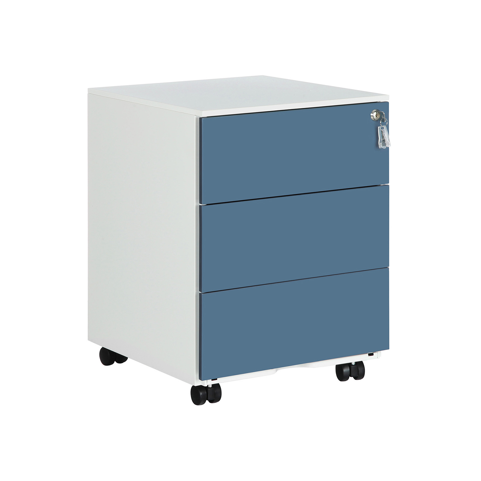 Abschließbarer Rollcontainer Weiß-Blau