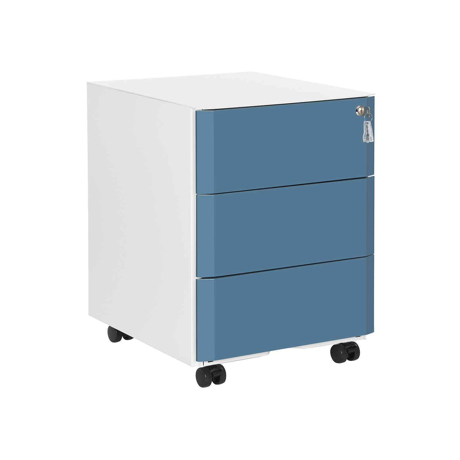 Abschließbarer Aktenschrank Weiß-Blau