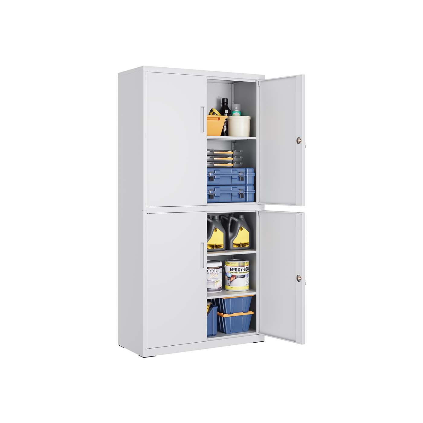 Aktenschrank mit 4 Türen und 5 Ebenen 40 x 80 x 180 cm mattgrau