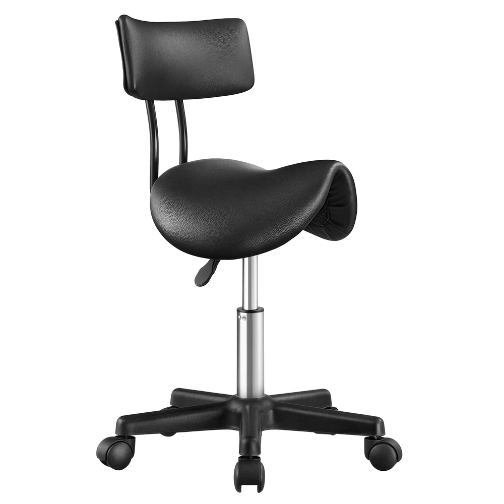 Sattelhocker schwarz PU-Leder höhenverstellbar 56x56x68,5-82,5 cm