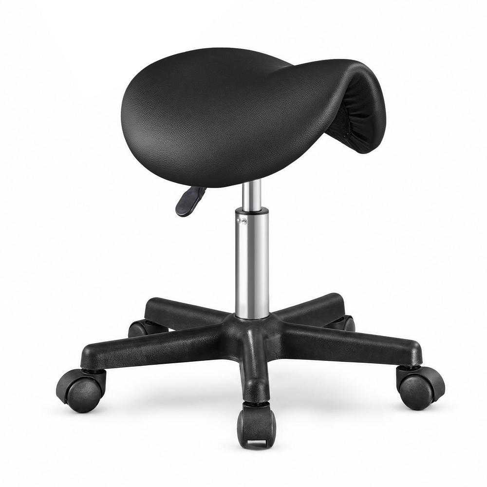 Sattelhocker, Ergonomischer Rollhocker aus PU-Leder, Höhenverstellbar