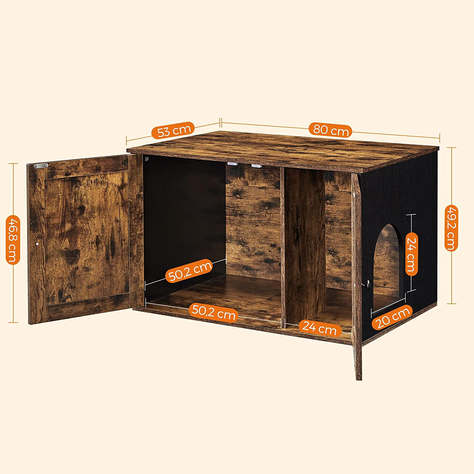 Kačių kraiko dėžė su durelėmis