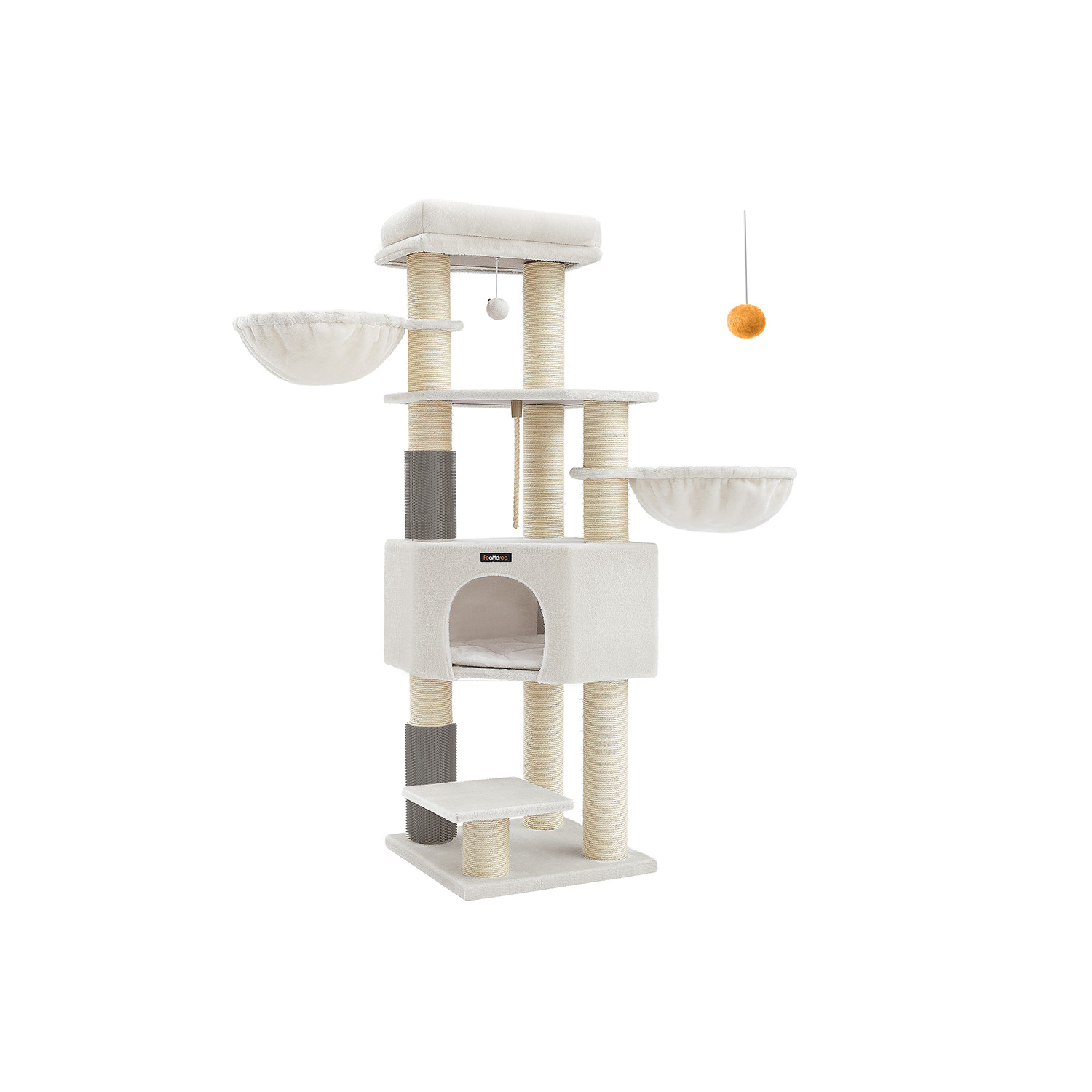 Kratzbaum mit Plattformen 50 x 50 x 160 cm cremeweiß-beige