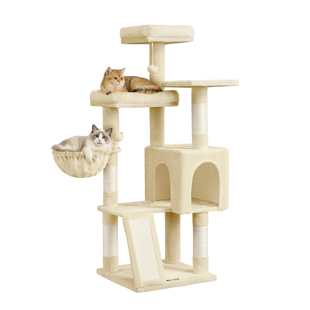 Kratzbaum 136 cm hoch 3 Plattformen beige