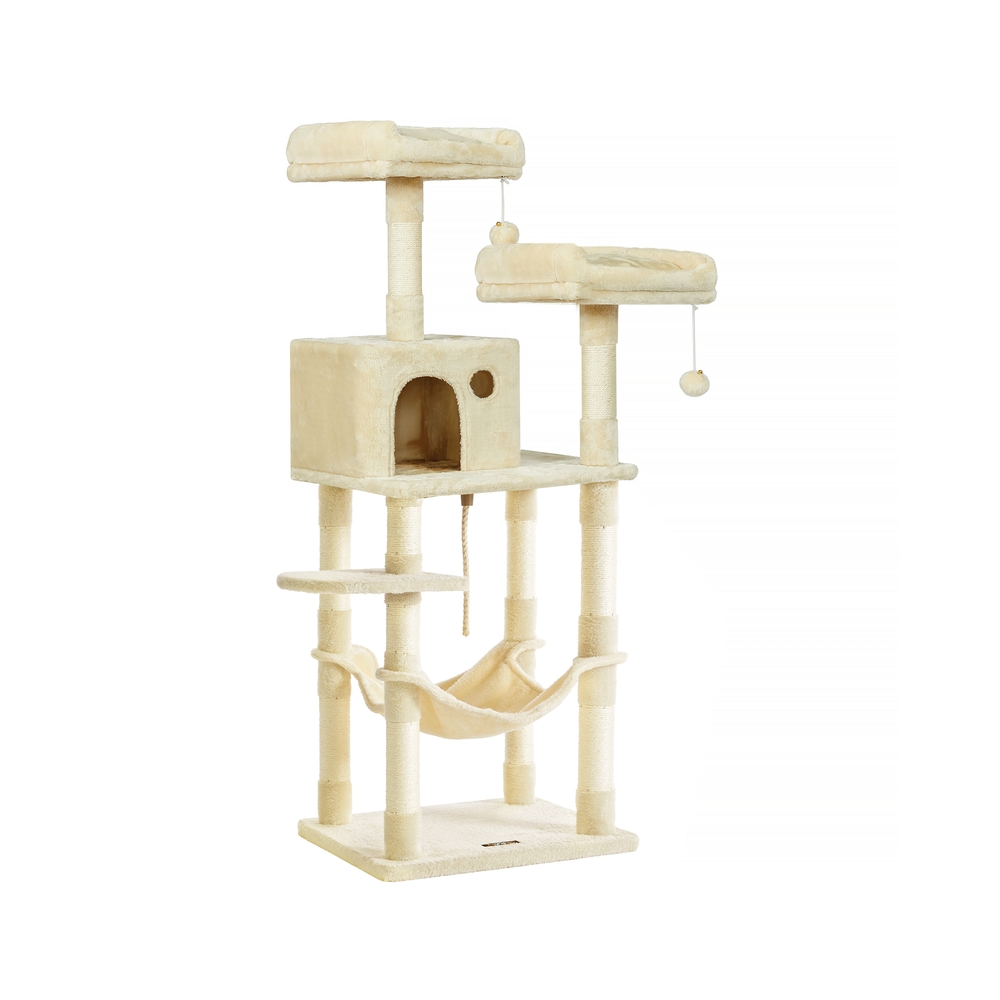 Songmics - feandrea Kratzbaum 143 cm 2 kuschelige Aussichtsplattformen beige von PCT15BE - beige