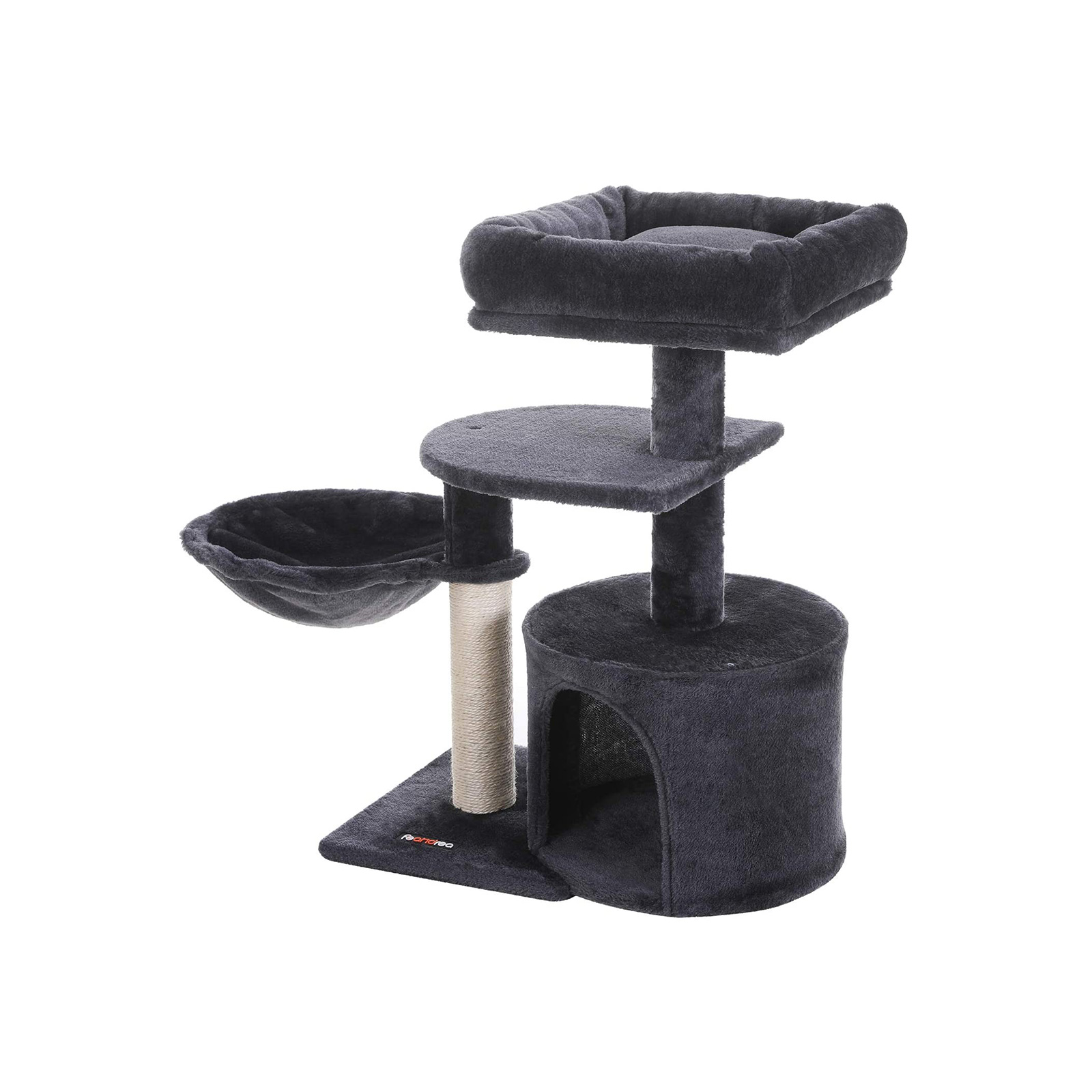 FEANDREA Kratzbaum Kleiner Katzenbaum mehrstufig 53 x 33 x 68 cm dunkelgrau