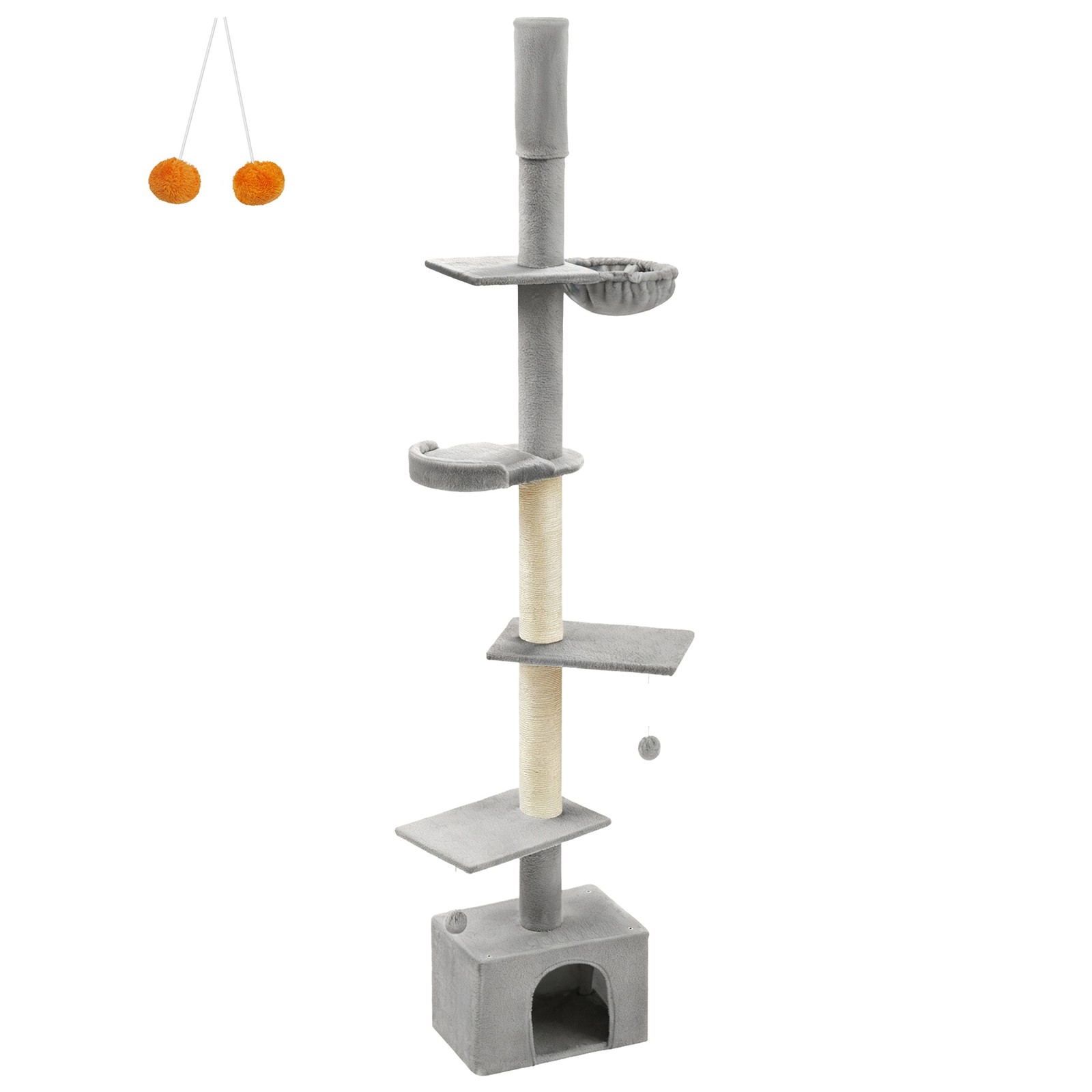 Kratzbaum für Katzen, höhenverstellbar, mehrstufig mit Höhle