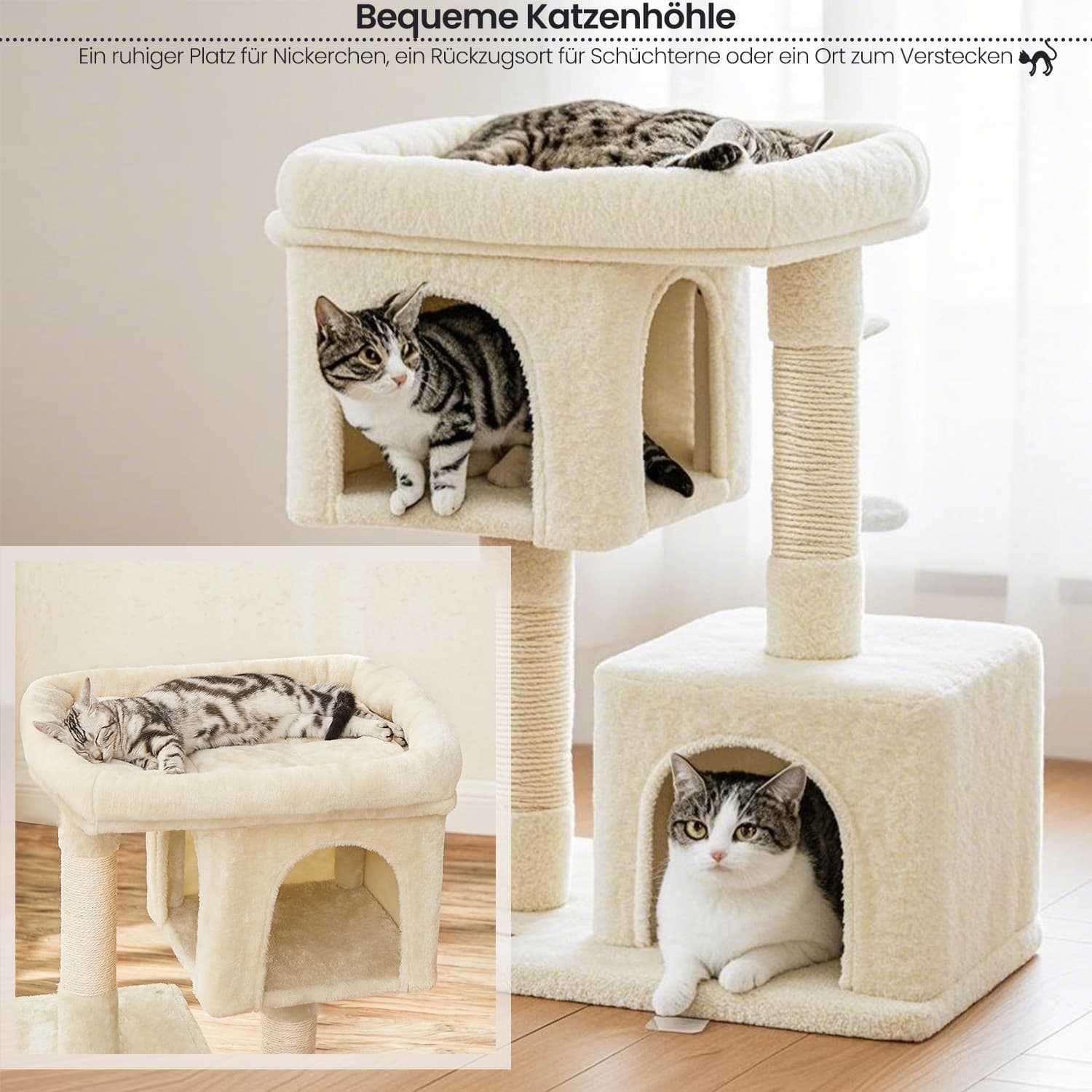 84 cm hoher Kratzbaum, Katzenbaum für große Katzen, große Aussichtsplattform