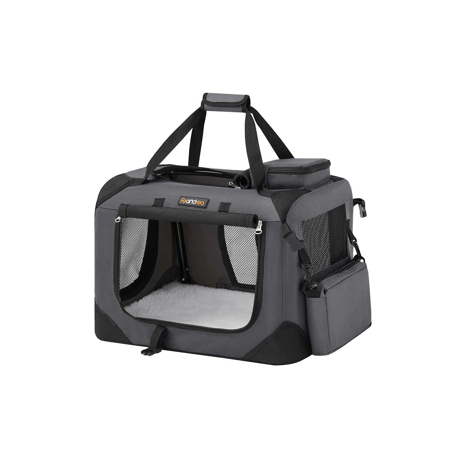 Feandrea Hundebox Metallrahmen Mit Griffen Grau