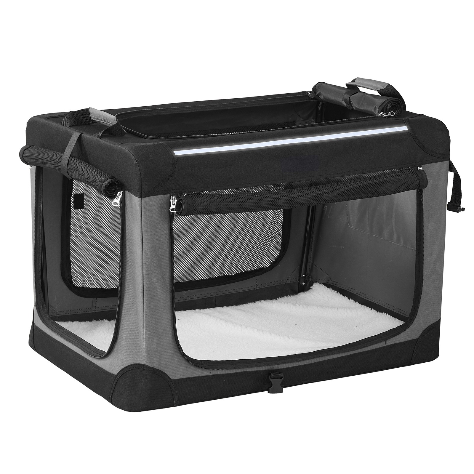 Faltbare Hundetransportbox, Oxford-Gewebe, Hundetasche mit 4 Netzstoff-Türen