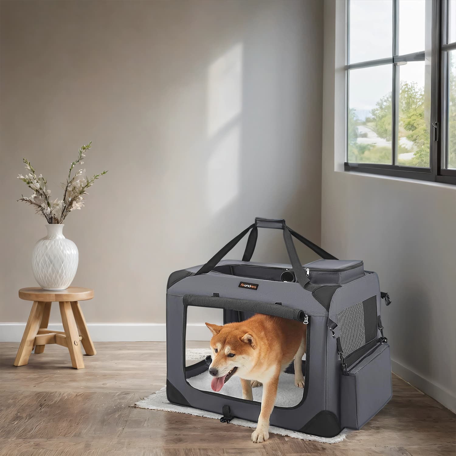 Hundebox faltbar, Transportbox aus Netzstoff, Hundetasche