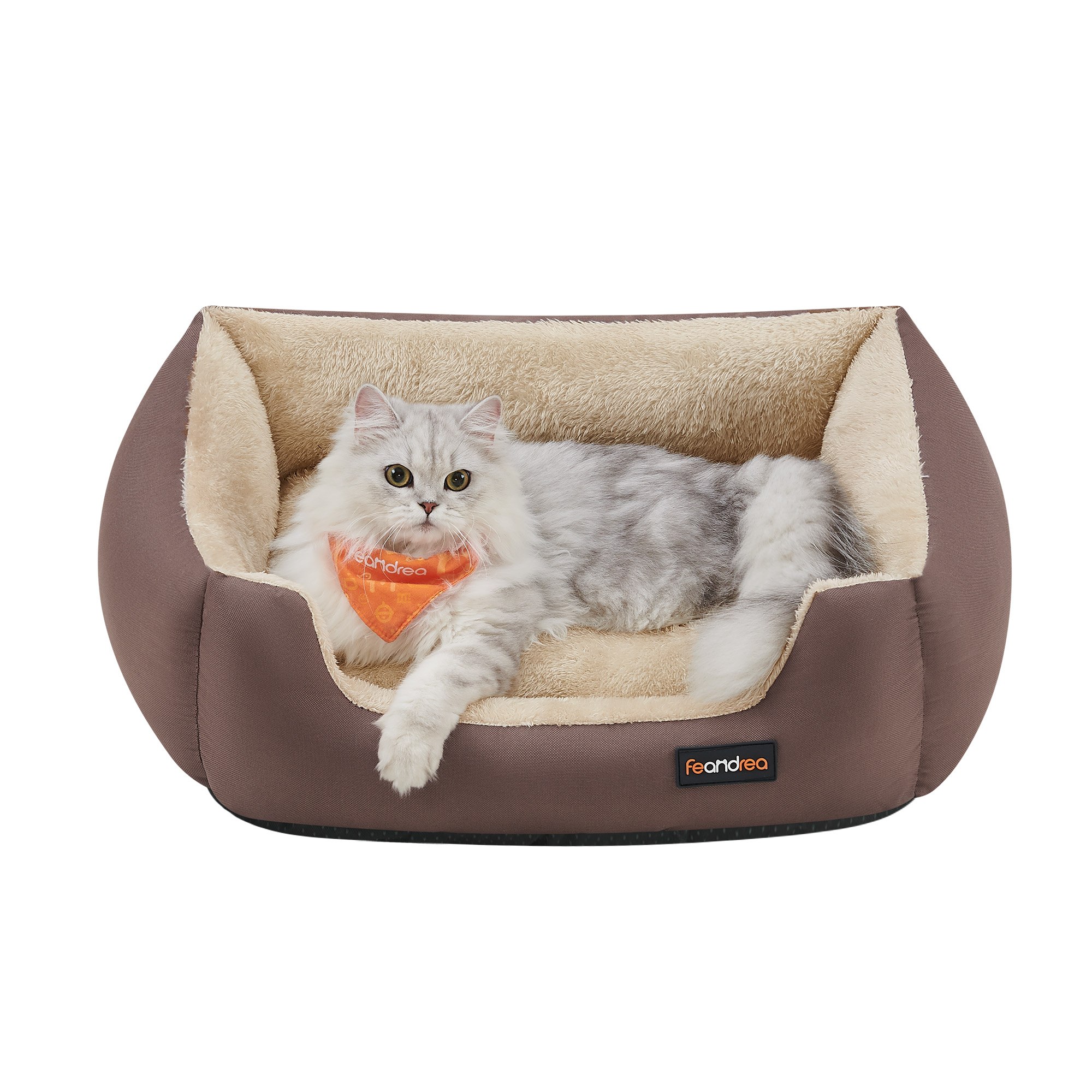 Hundebett hellkhaki 60x50x20 cm waschbar Oxford Kurzplüsch