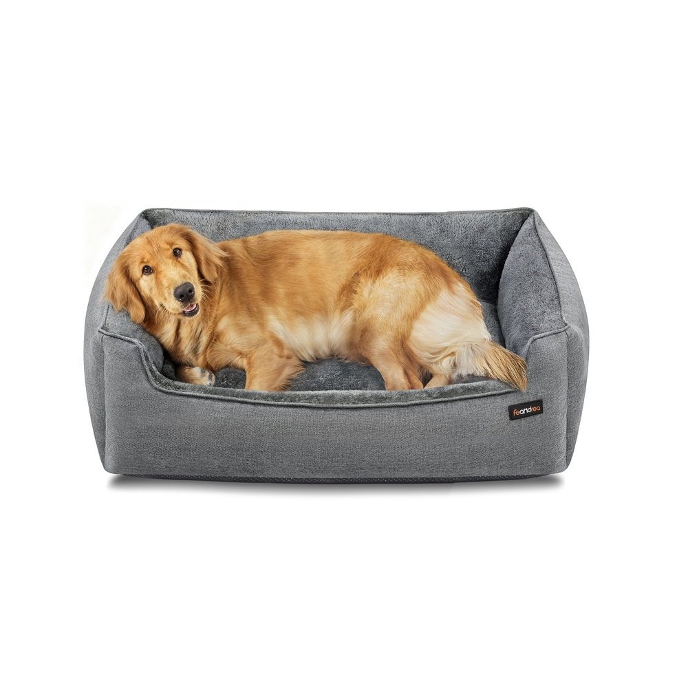 Hundebett mit abnehmbarem Bezug hellgrau