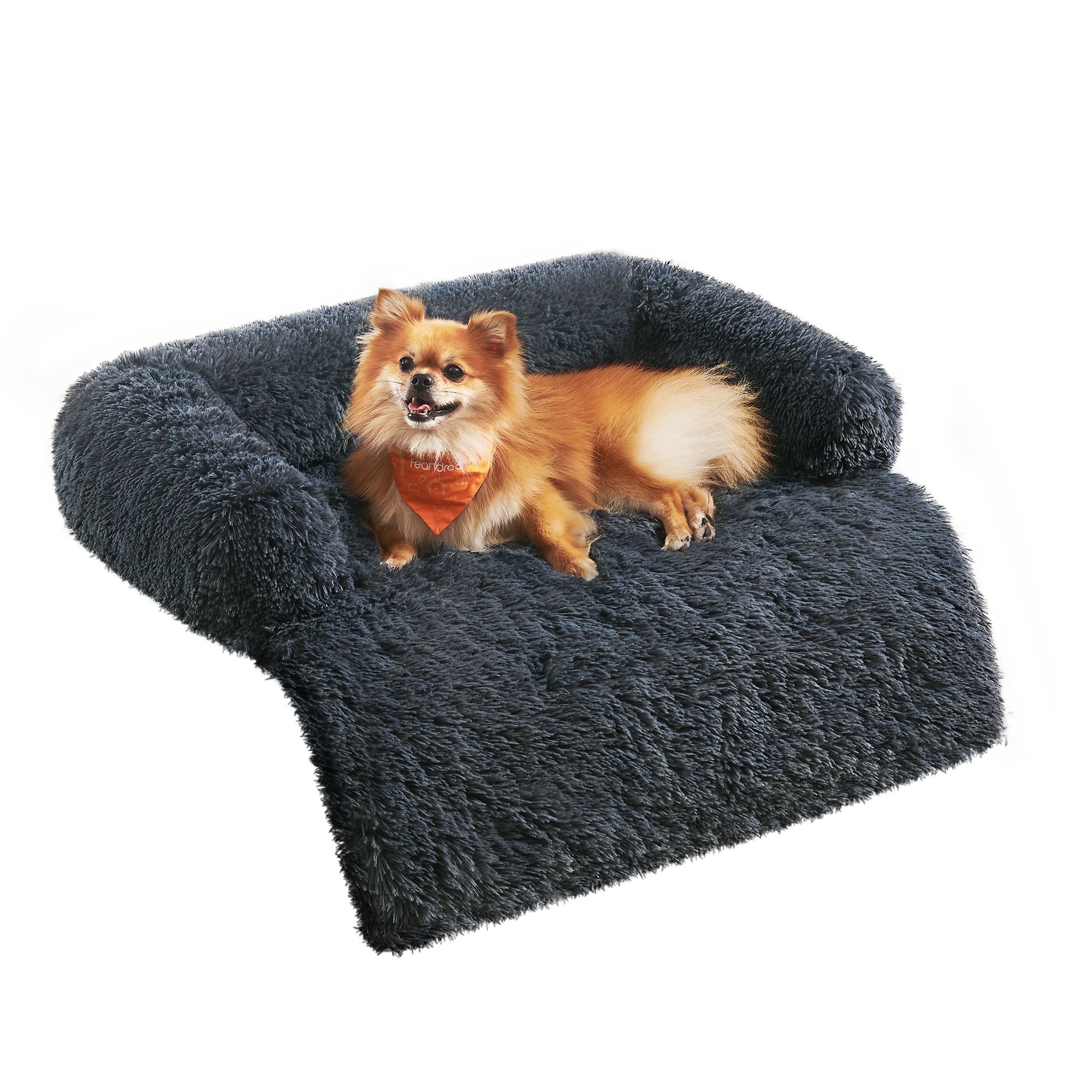 Feandrea FluffyHug Hundebett Plüsch, Hundedecke Sofa, Sofaschutz Hund, Hundekissen, Größe M, für kleine und mittelgroße Hunde, 80 x 75 x 16 cm, dunkelgrau PGW221G02
