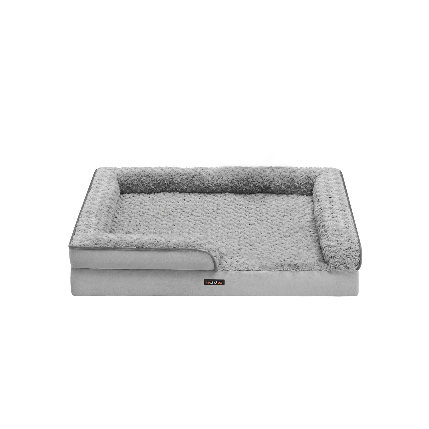 Orthopädisches Hundebett mit Plüsch-Bezug taubengrau