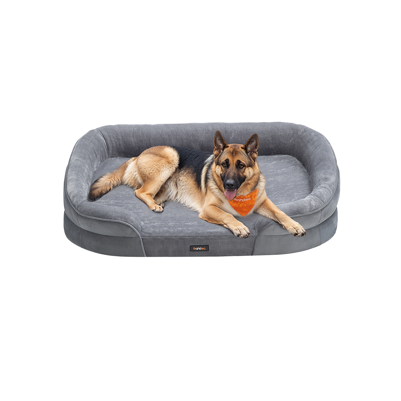 Hundebett mit erhöhten Rändern 122 x 85 x 20 cm hellgrau