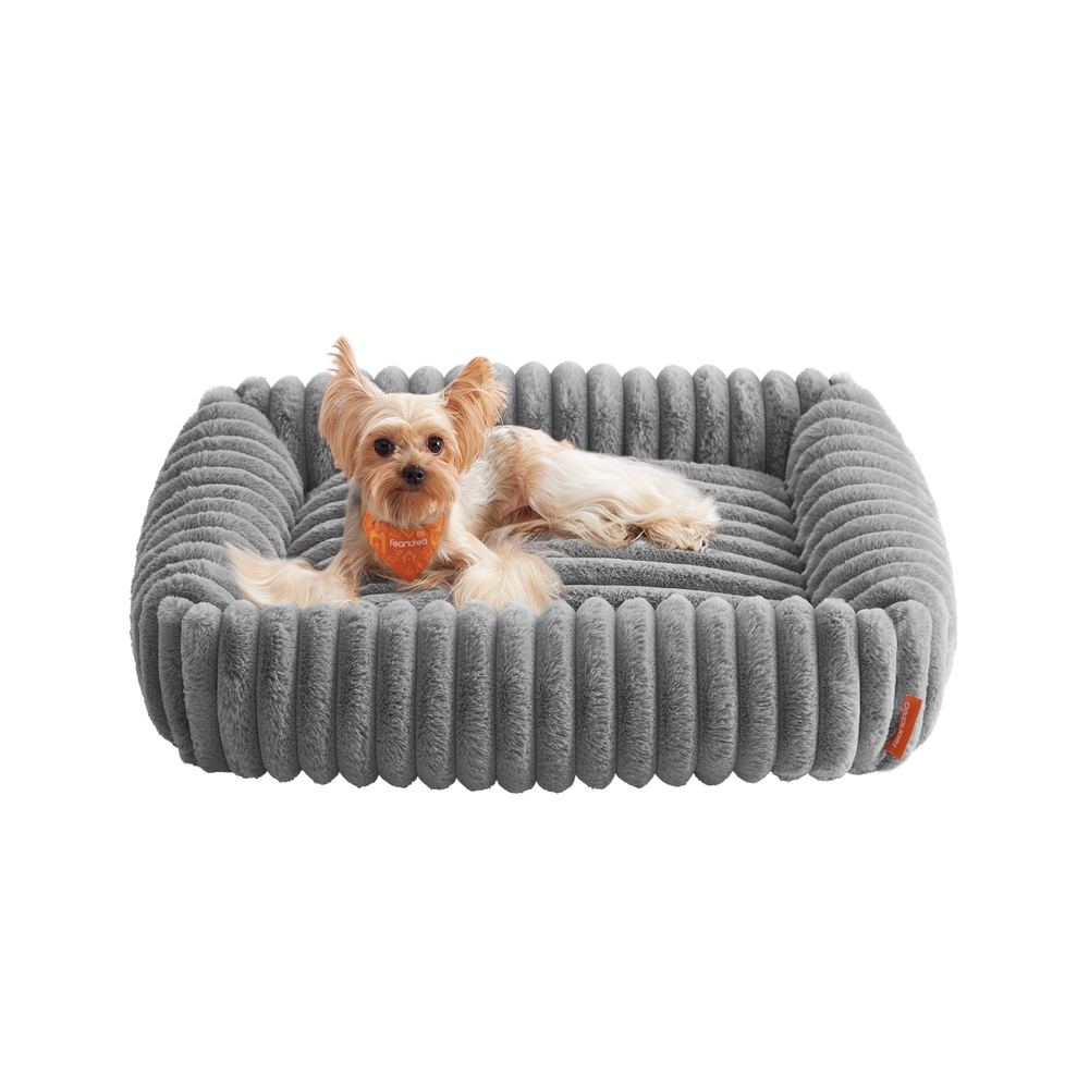 Mittelgroßes orthopädisches Hundekörbchen 71 x 55 x 18 cm taubengrau