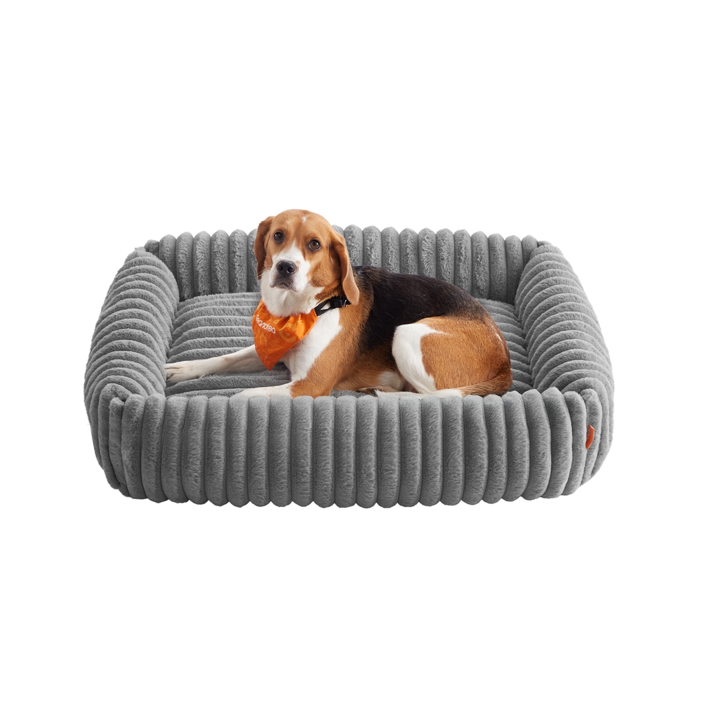 Mittelgroßes orthopädisches Hundekörbchen 91 x 68 x 18 cm taubengrau
