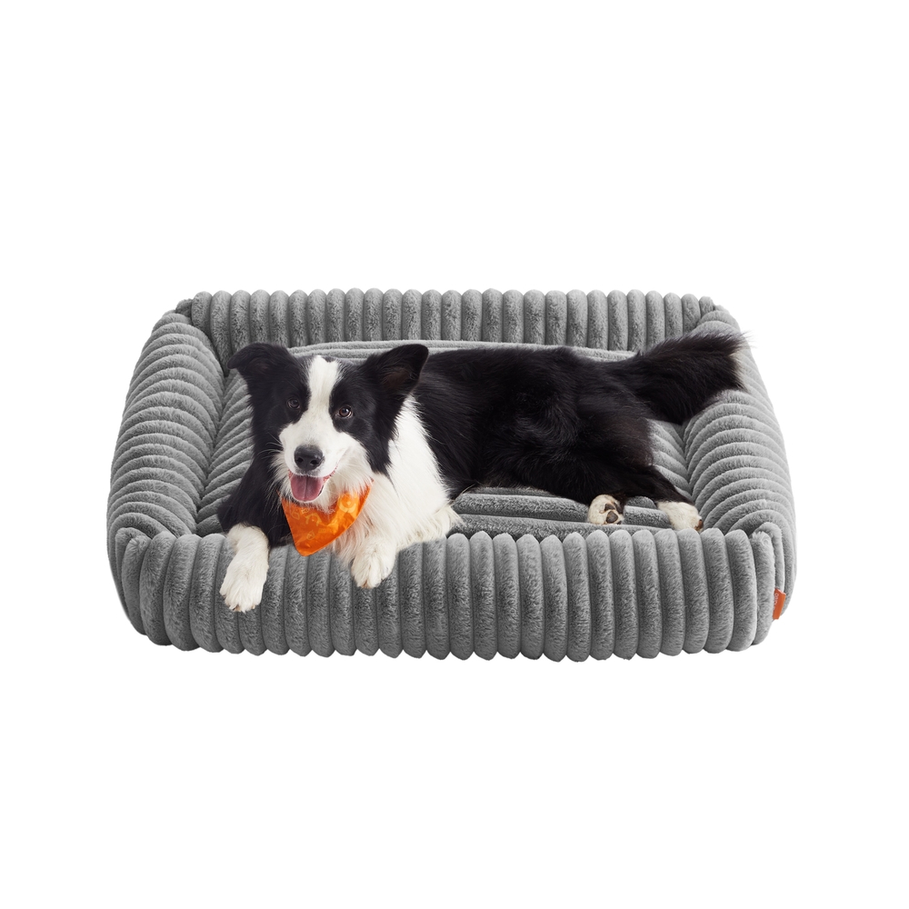 Mittelgroßes orthopädisches Hundekörbchen 106 x 75 x 20 cm taubengrau